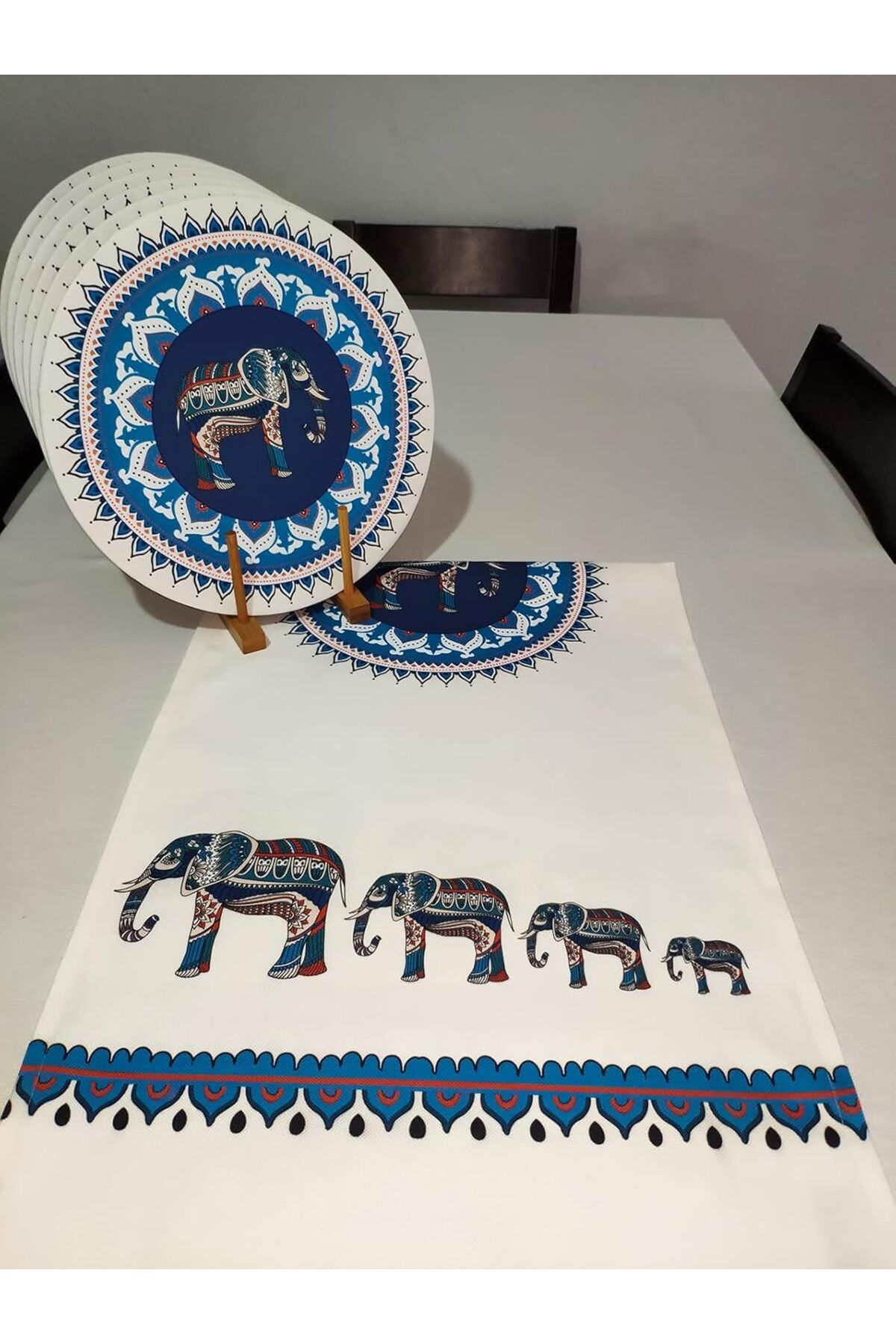 mazıdağı mazzıdağ Etnik Fil Desenli Runner, 6'lı Supla Set new store 1133631