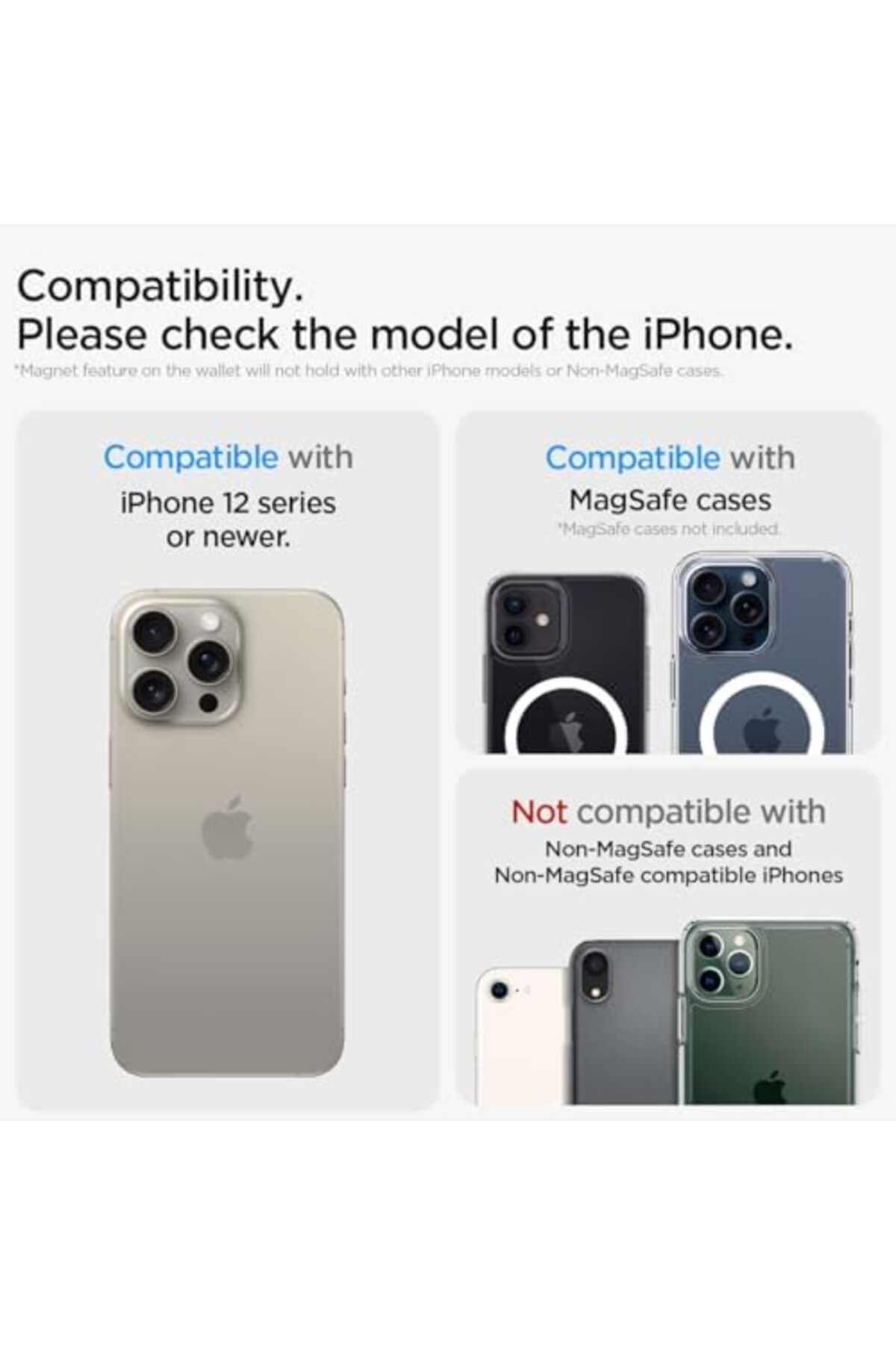 mazıdağı mazzıdağ MagFit iPhone için MagSafe özellikli 3 Kartlı Manyetik Cüzdan Smart Fold 2 Wallet Bla