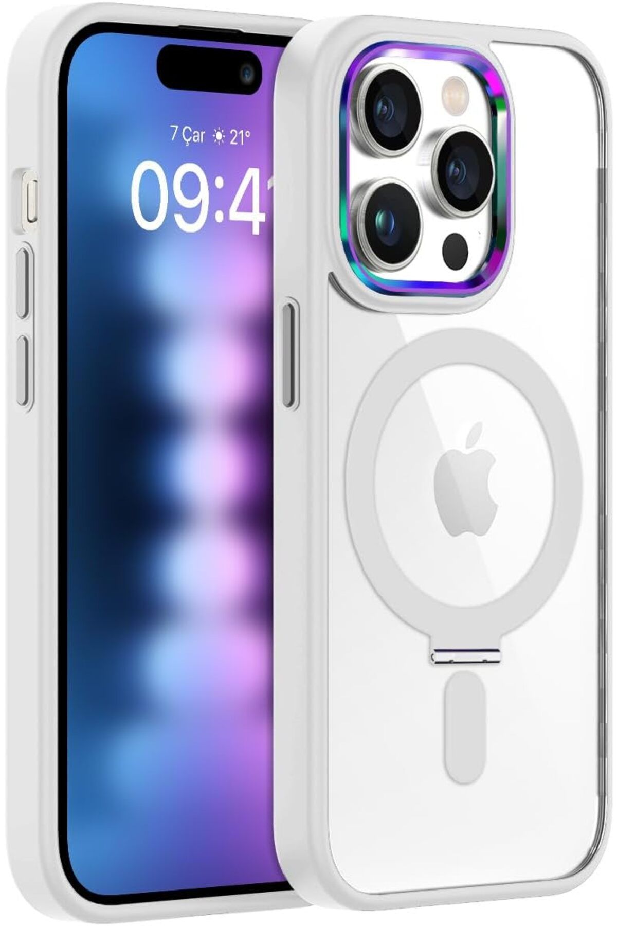 MEGOBİNE WHERE LABS iPhone 15 Pro Max İle Uyumlu BumperMag Kılıf (Beyaz) ZTML SYFT 1139610