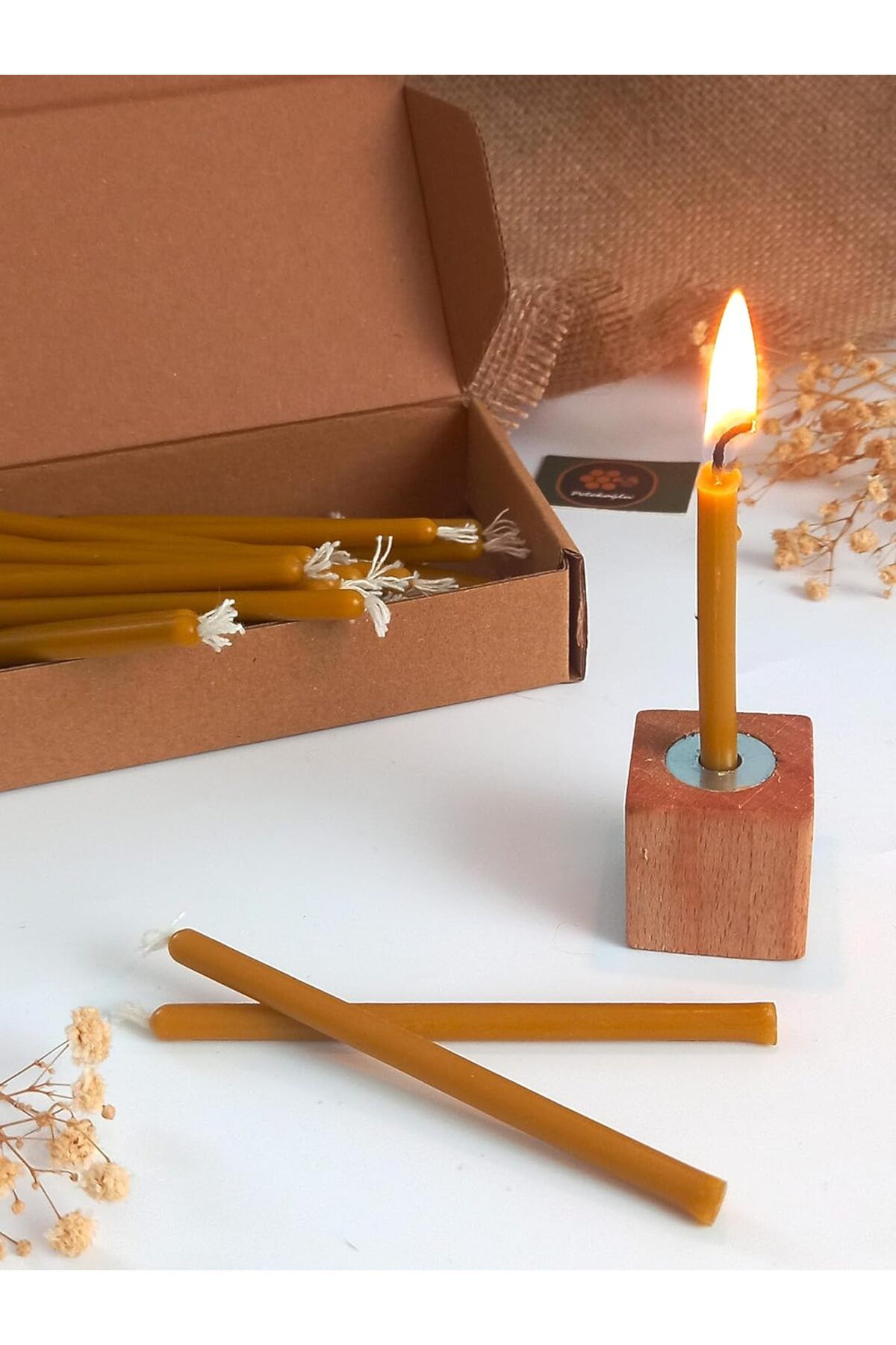mazıdağı mazzıdağ Balmumu Mum 12 Adet Meditasyon Yoga Mumu Mumluk ile Birlikte 25 Dakika Yanma Süresi new