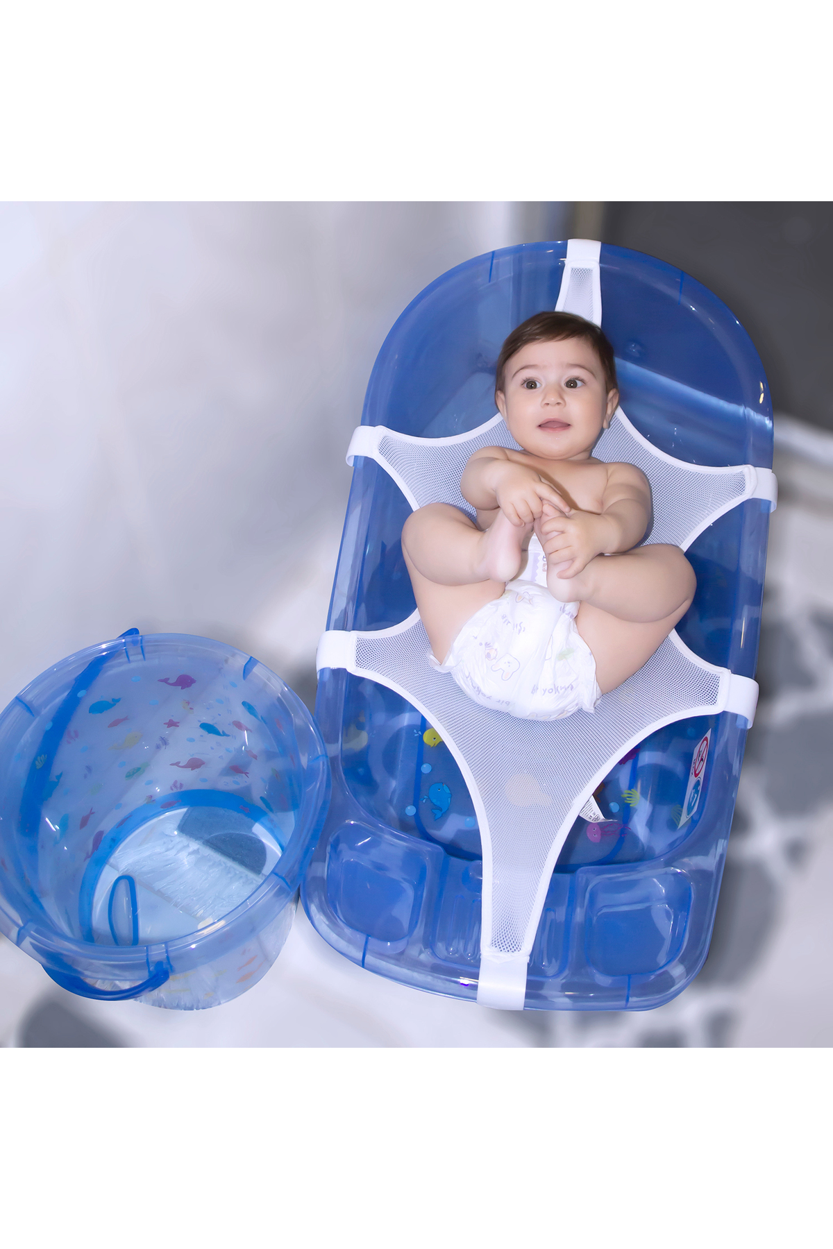 Babyjem Bebek Banyo Kovası Şeffaf Desenli Mavi fotoğrafı 2 (önizleme)