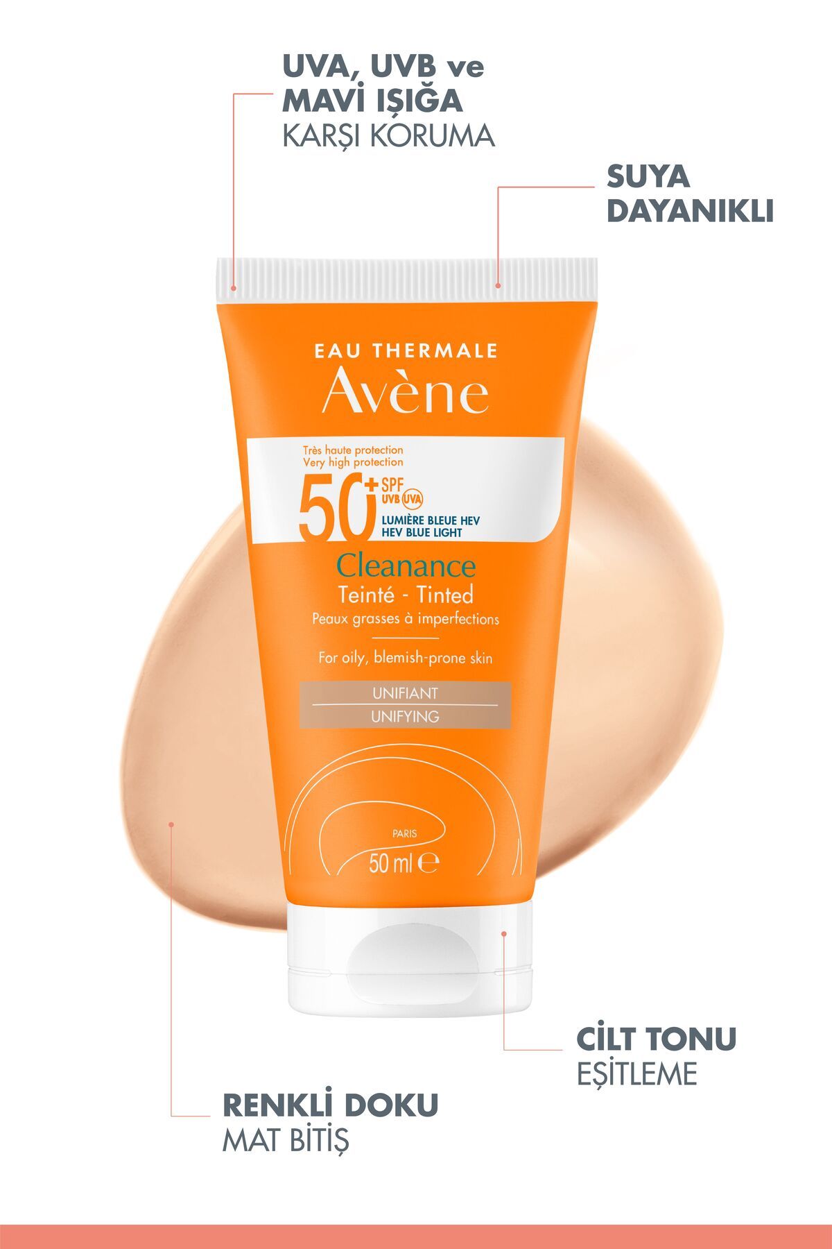 Avene-Cleanance Tinted Anti-Blemishes Spf50 Unifying 50 ml 3