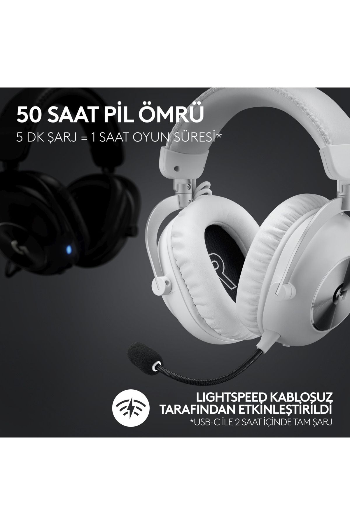 logitech-Wireless g Pro X 2 Lightspeed Gaming Headset with Dts:X 2.0 - 7.1 Sourround Sound White 3