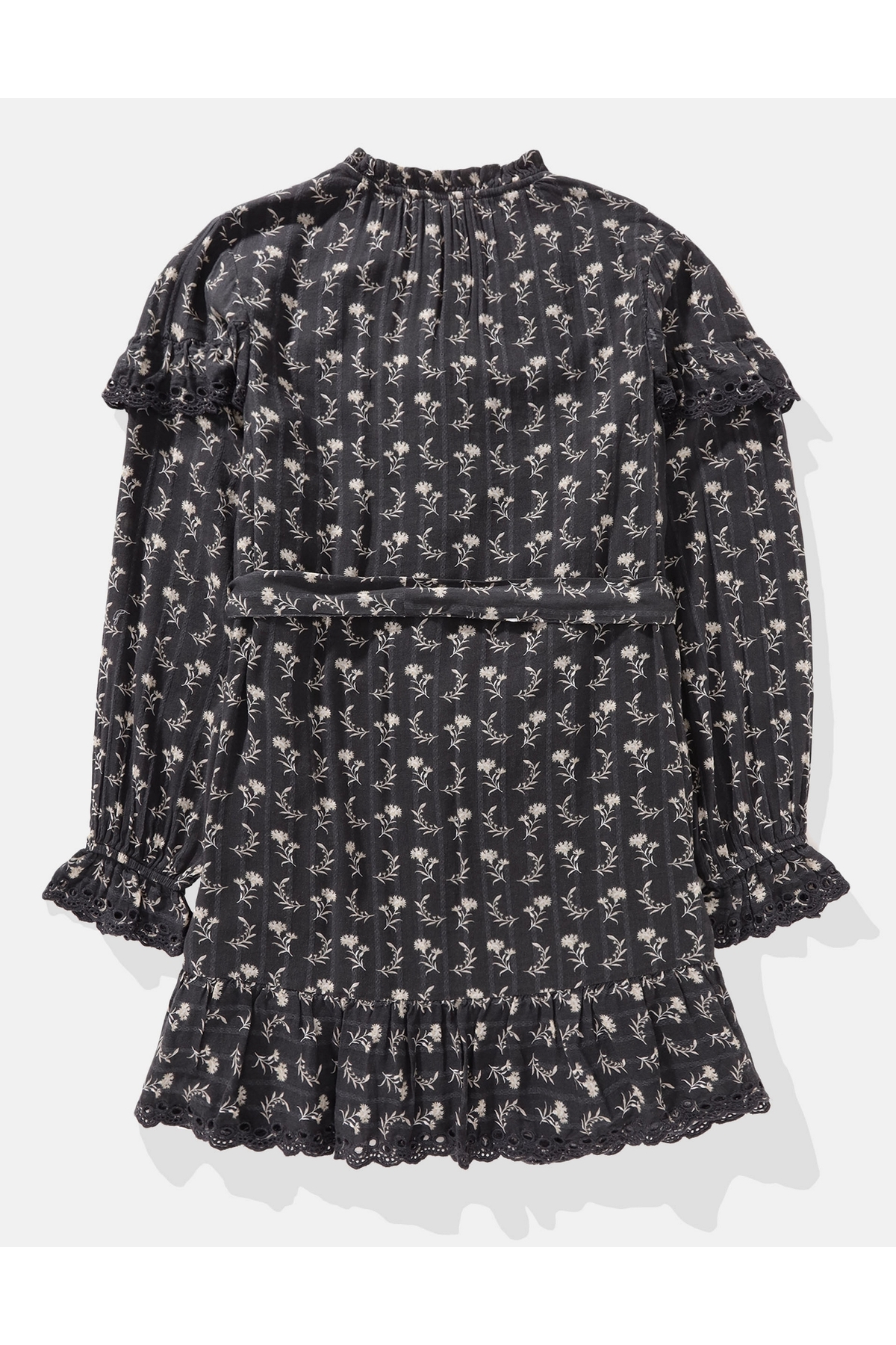 AMERICAN EAGLE-Ae Long-Sleeve Button-Up Ruffle Mini Dress 2