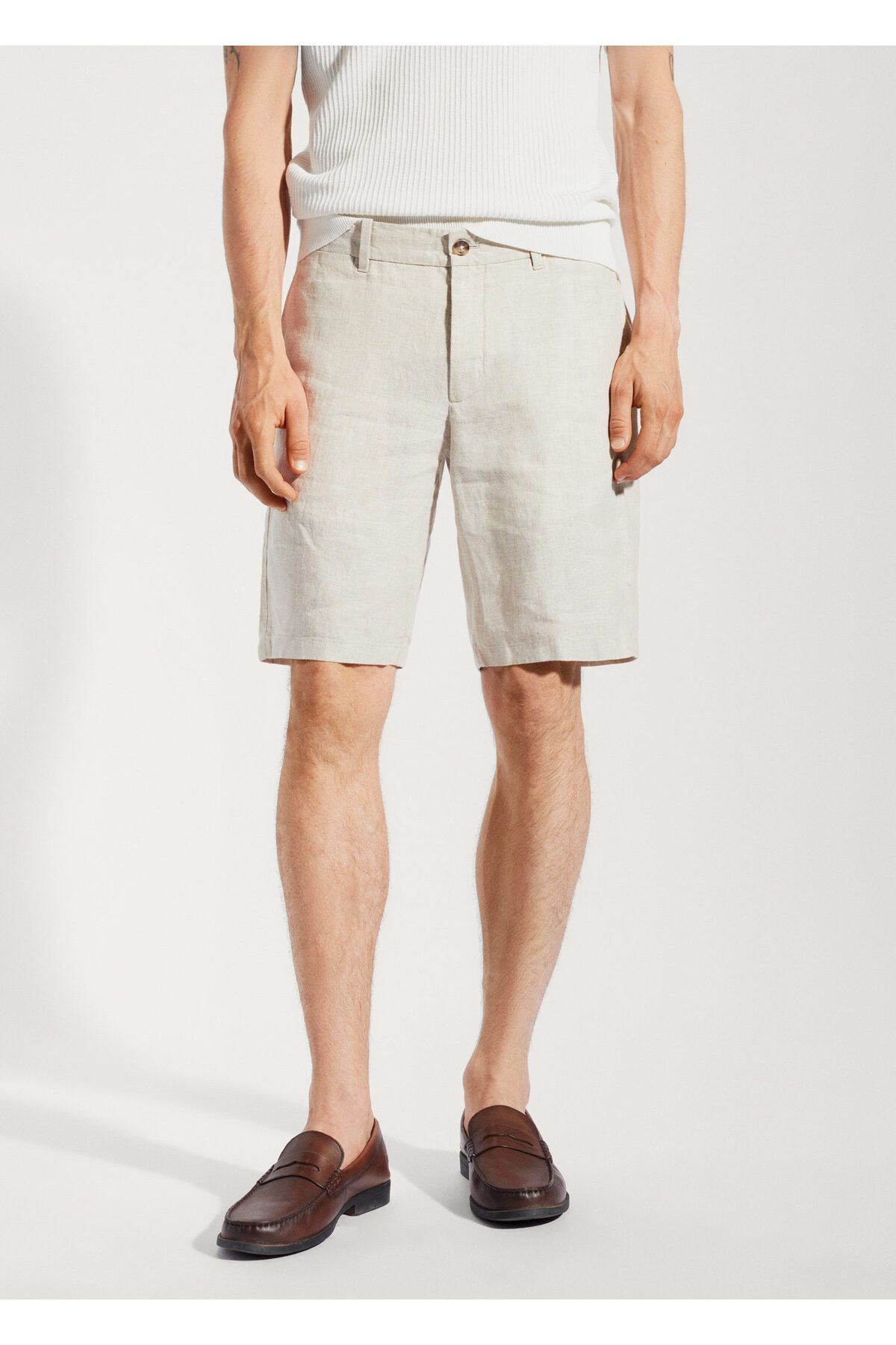 MANGO Man-100% linen shorts 10
