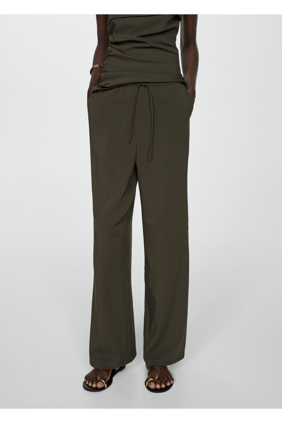 MANGO-Khaki Women's Pants 67068651 4