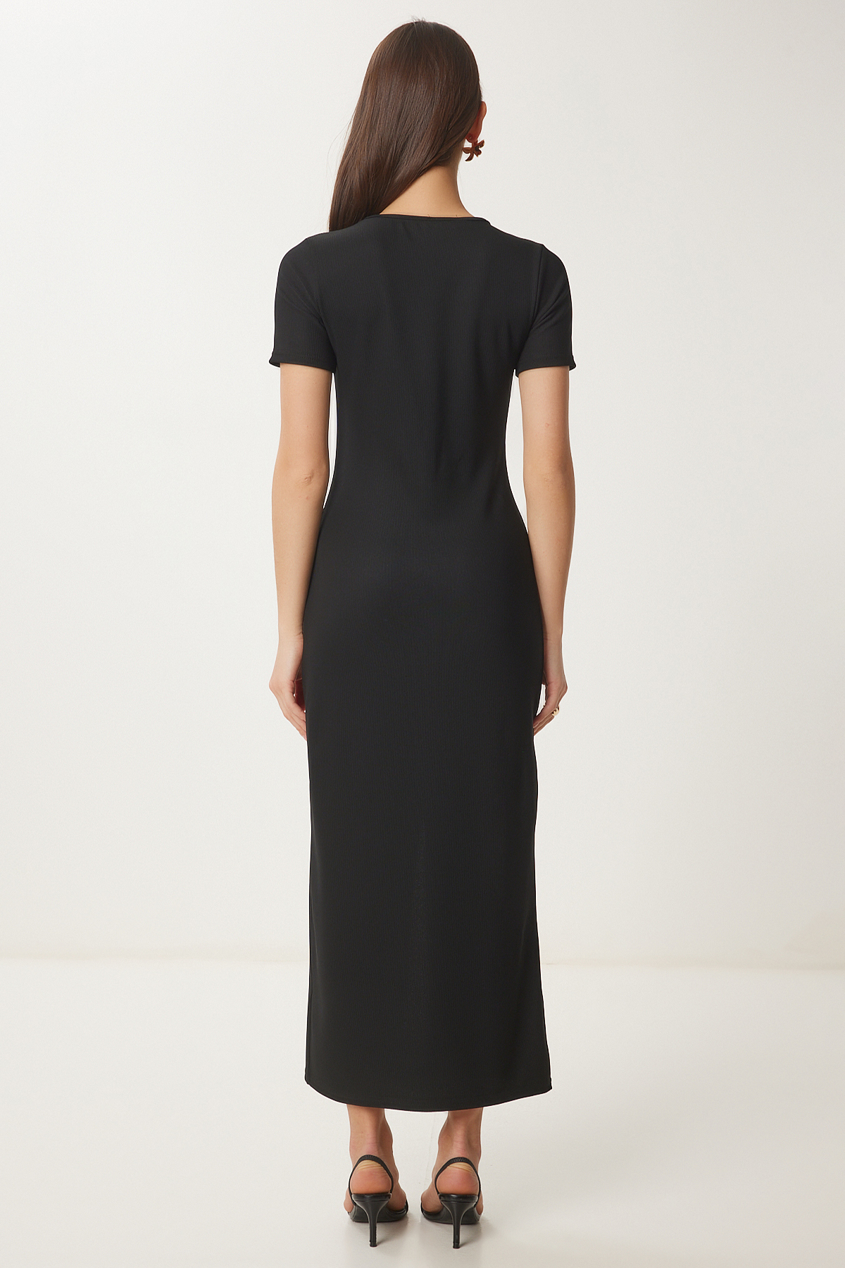  Happiness ?stanbul Kad?n Siyah Dore Aksesuarl? Fitilli ?rme Elbise