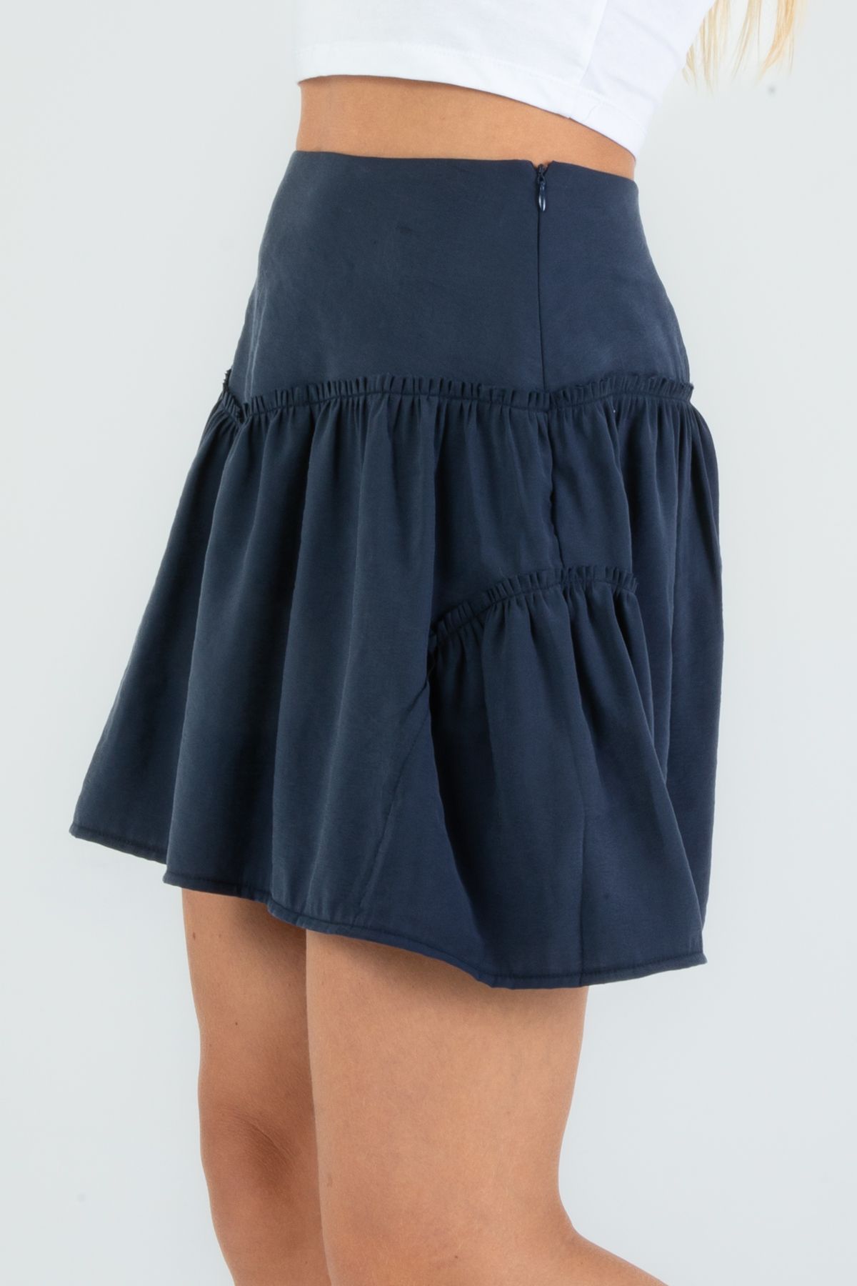 Edit by Trendyol-Navy Blue Modal Skirt Ruffle Mini Woven Skirt Tedss25Et00009 4