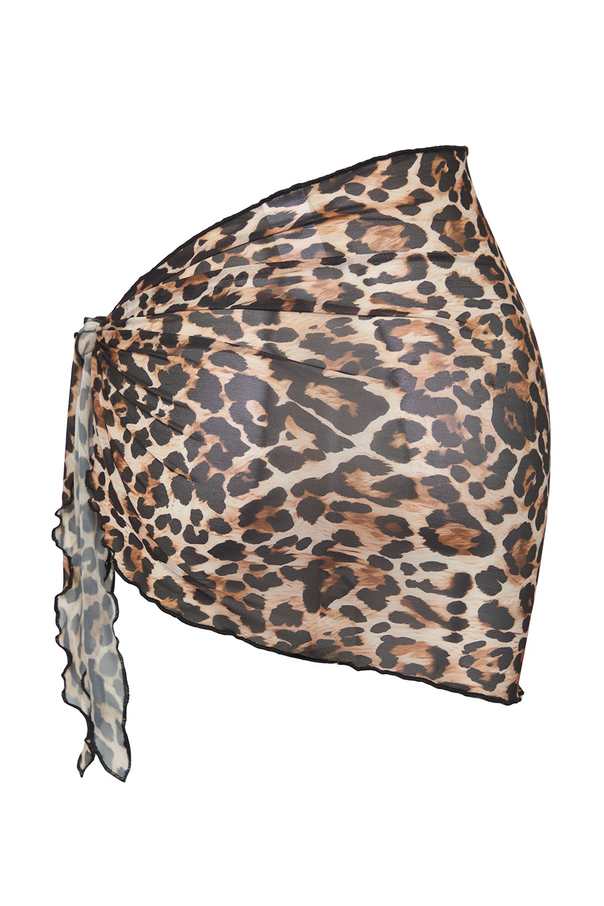 Trendyol Collection-Λεοπάρ Μίνι Πλεκτό Τούλι Παραλία Pareo TBESS24PR00013 6