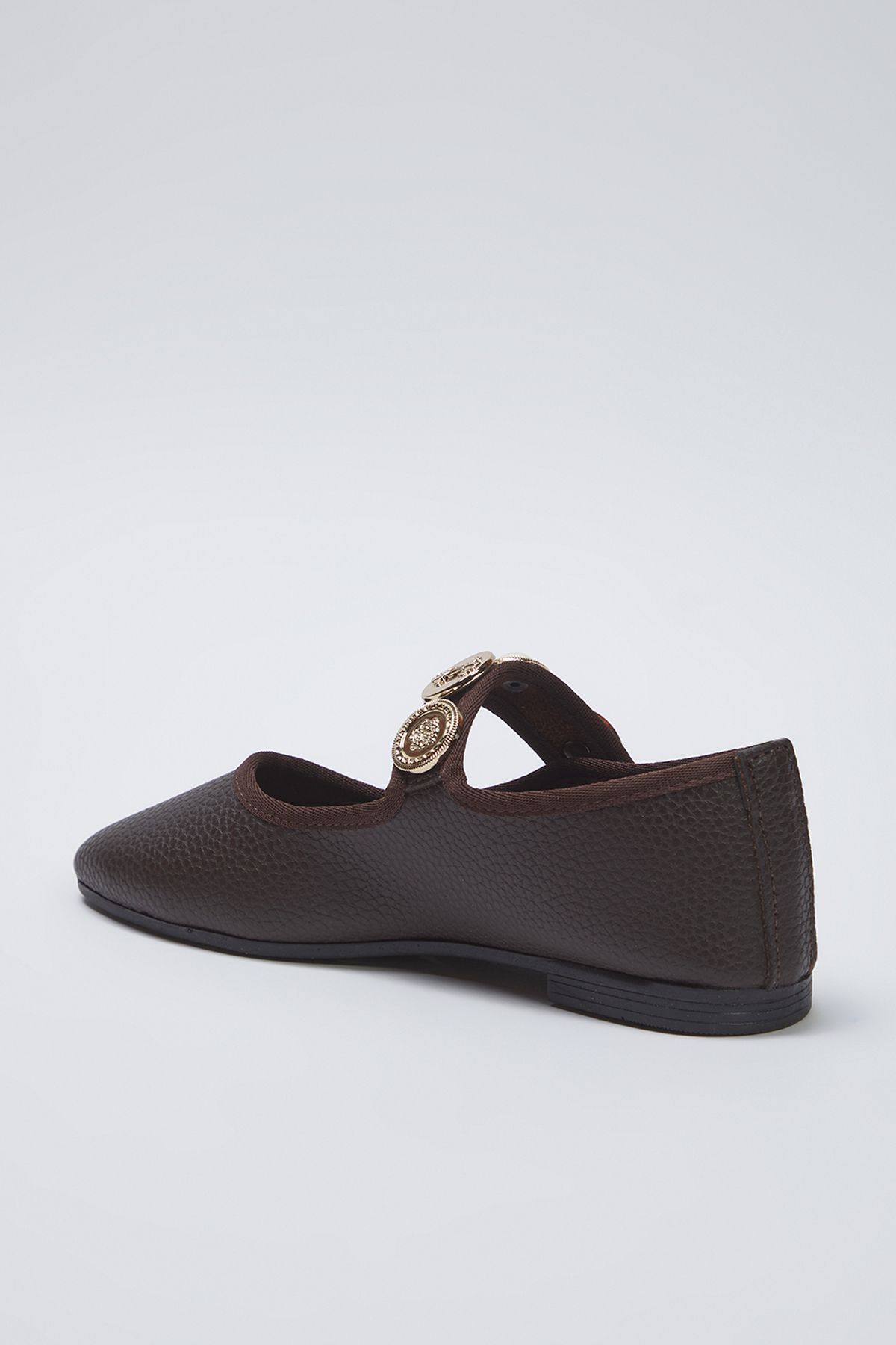 TRENDYOL SHOES-Mary Jane Damen-Ballerinas mit braunem Accessoire-Detail und runder Spitze TAKSS25BE00014 7