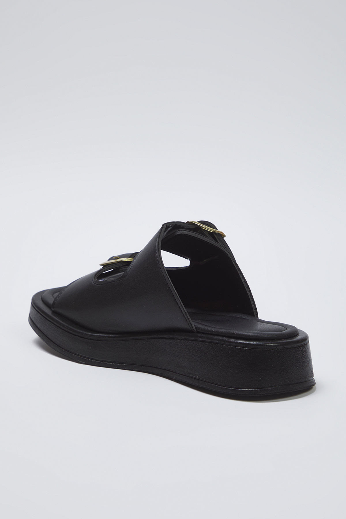 TRENDYOL SHOES-Schwarze Damen-Hausschuhe mit doppelter Schnalle und dicker Sohle TAKSS25TE00044 4
