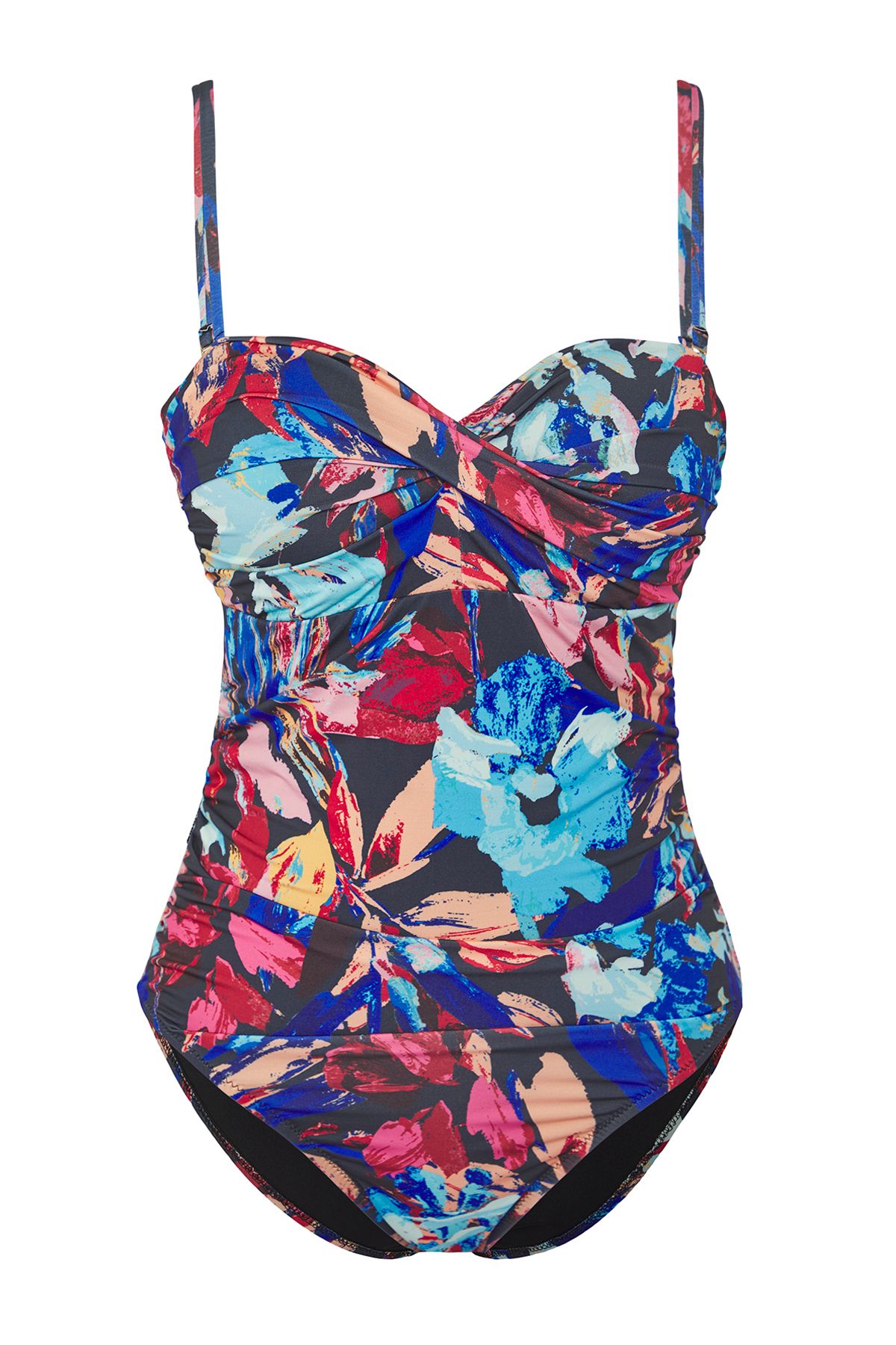 Trendyol Collection-Floral Pattern Strapless Draped Regular Fit Tbess25Ma00088 6