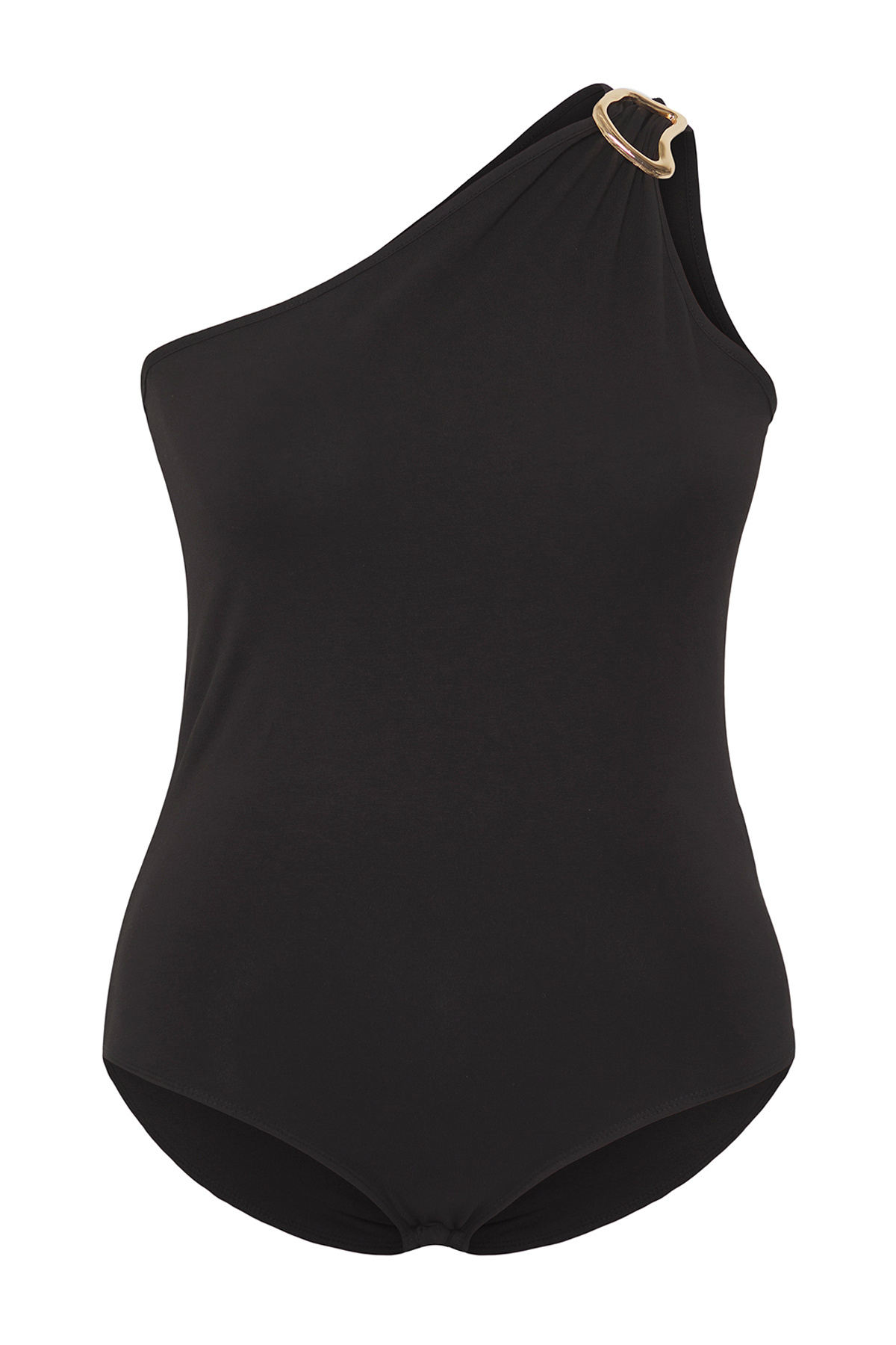Trendyol Curve-Schwarzer Accessoire-detaillierter gestrickter Body in Übergröße TBBSS25CS00004 5