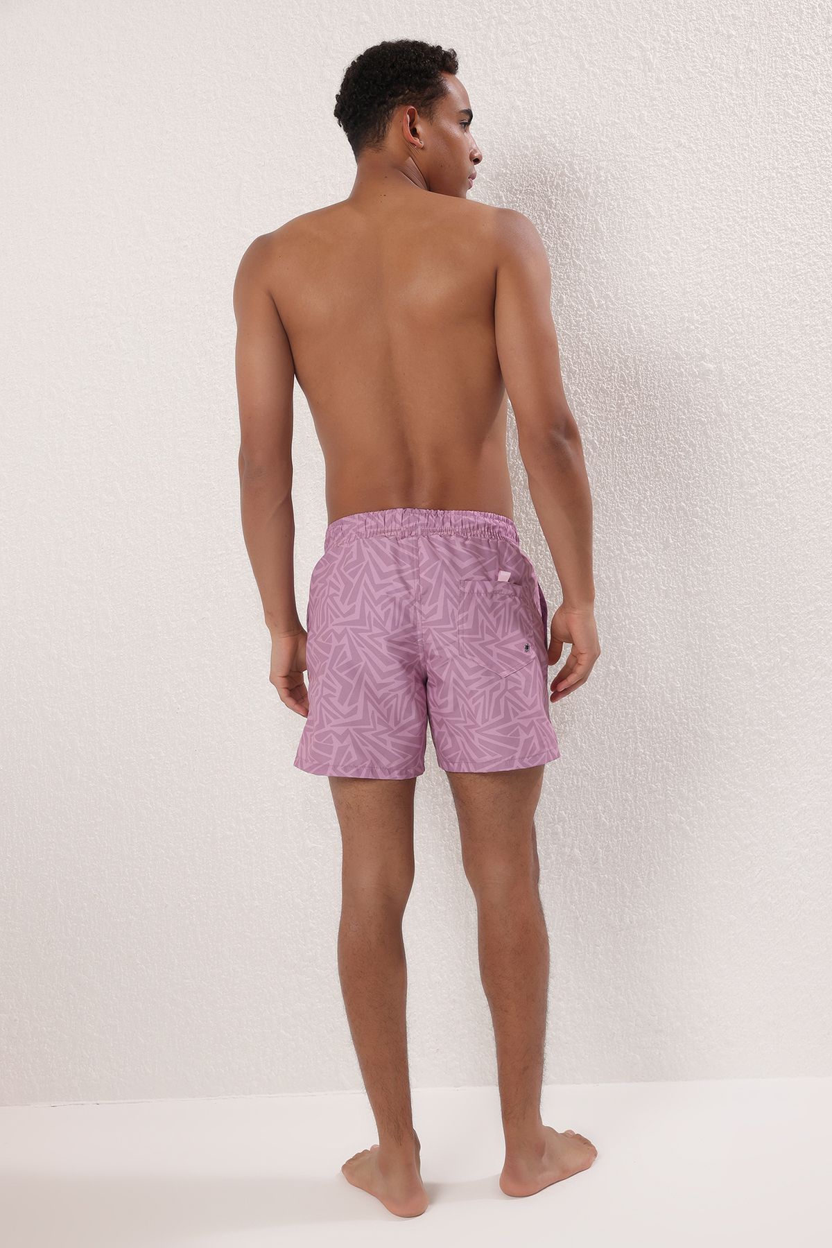 Trendyol Collection-Dusty Rose Standard Size Γεωμετρικό εμπριμέ μαγιό Σορτς θαλάσσης TMNSS24DS00007 4