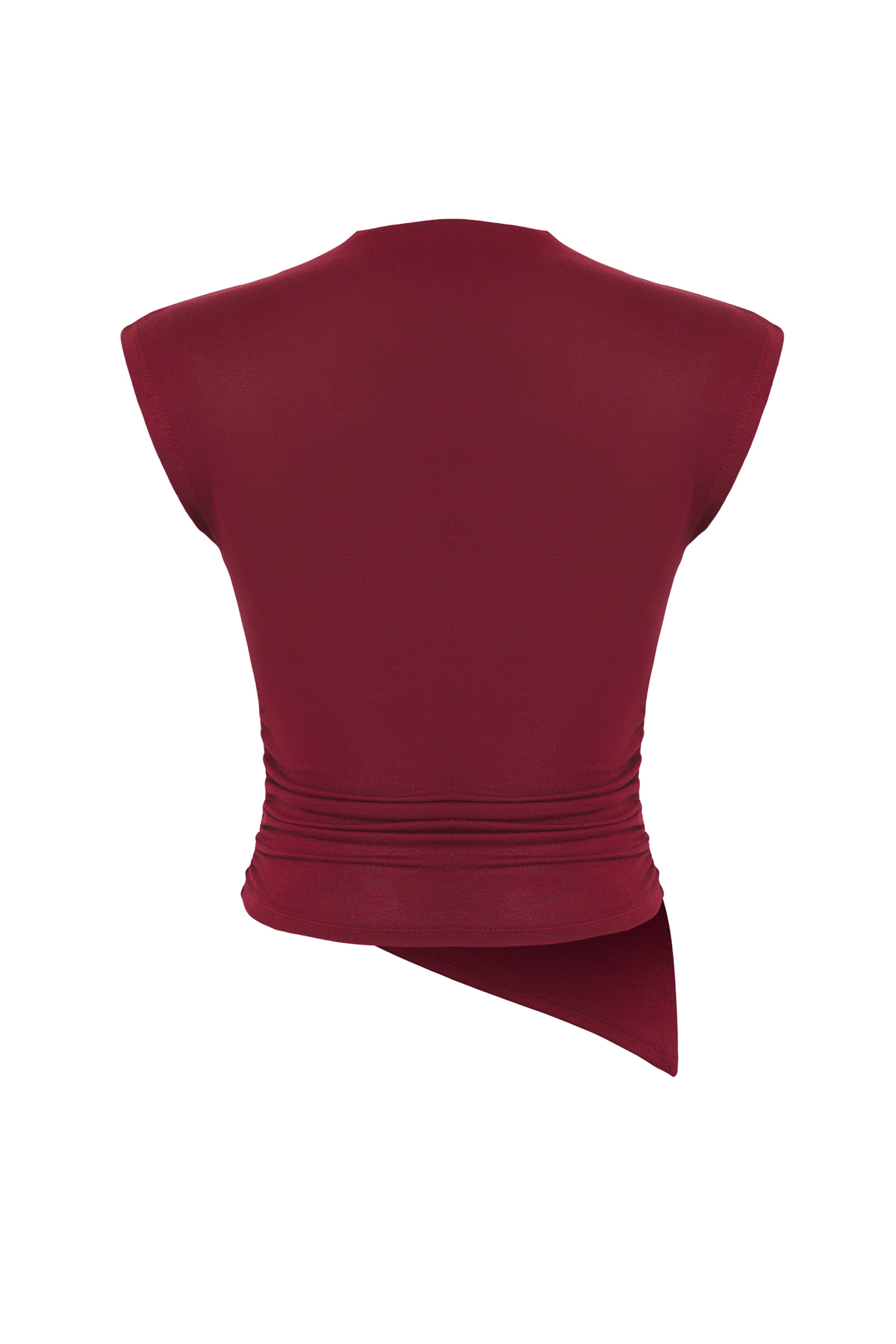 Trendyolmilla  Bordo Dik Yaka Büzgü/Drape Detaylı Fitted/Vücuda Oturan Asimetrik Örme Bluz TWOSS24BZ00534 - Görsel 8