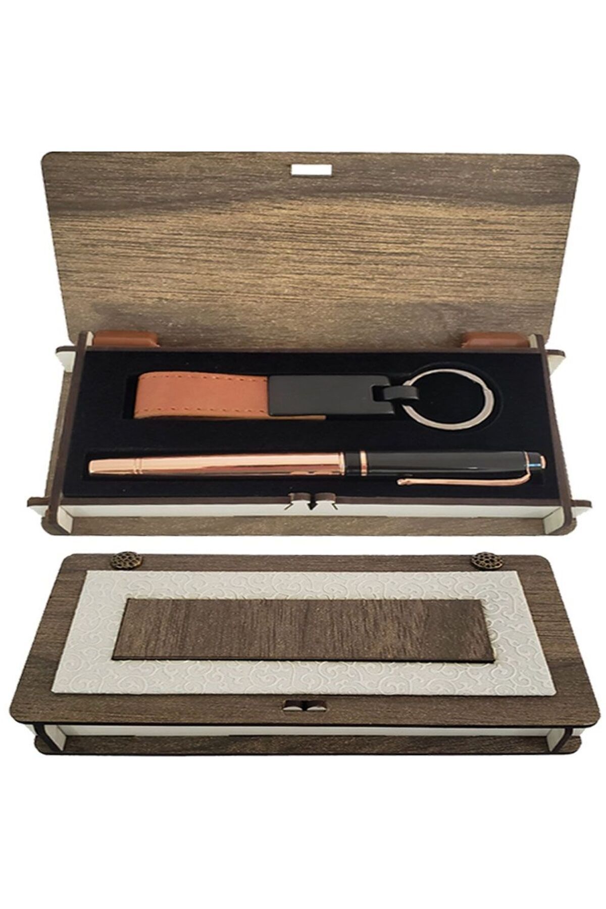 SAVA HOME COLLECTİON Ahşap Kutulu Bakır Kalem Anahtarlık Set