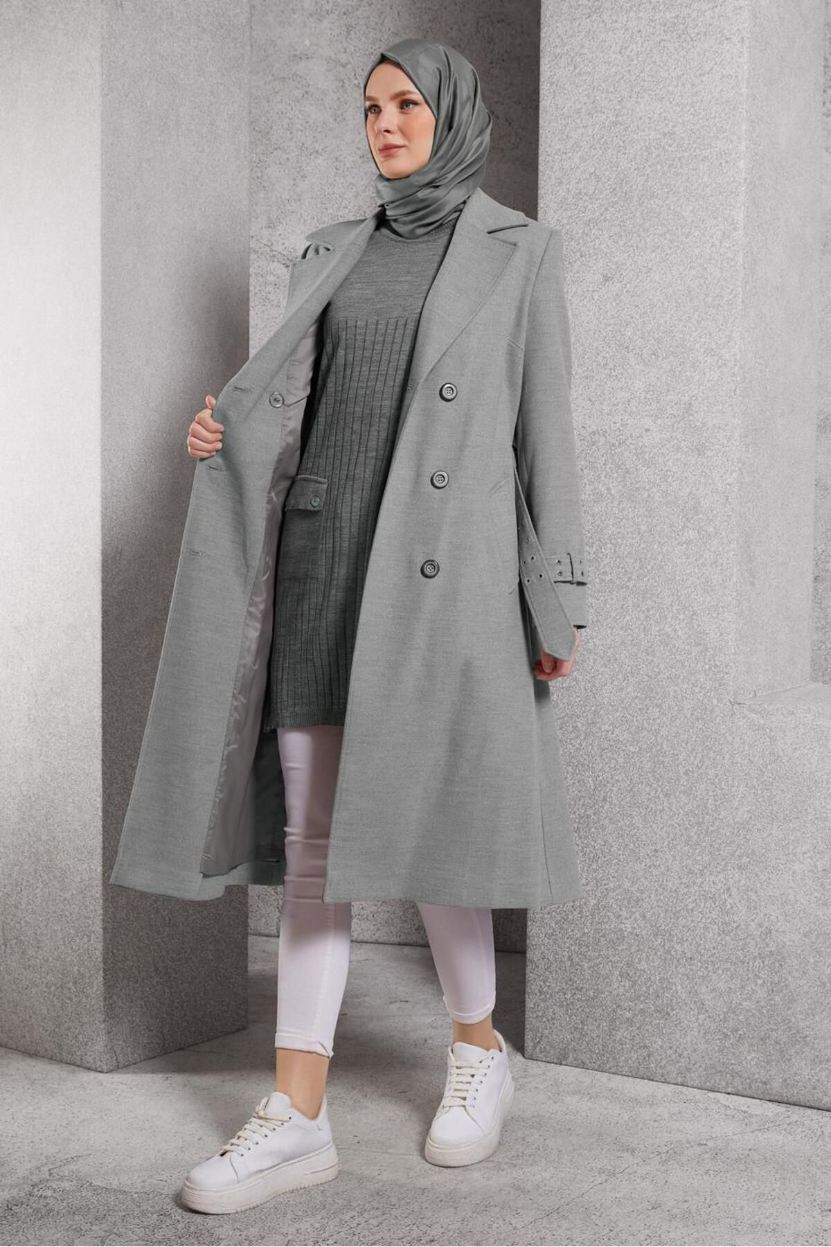 مانتو کمربندی 90551 Alvina