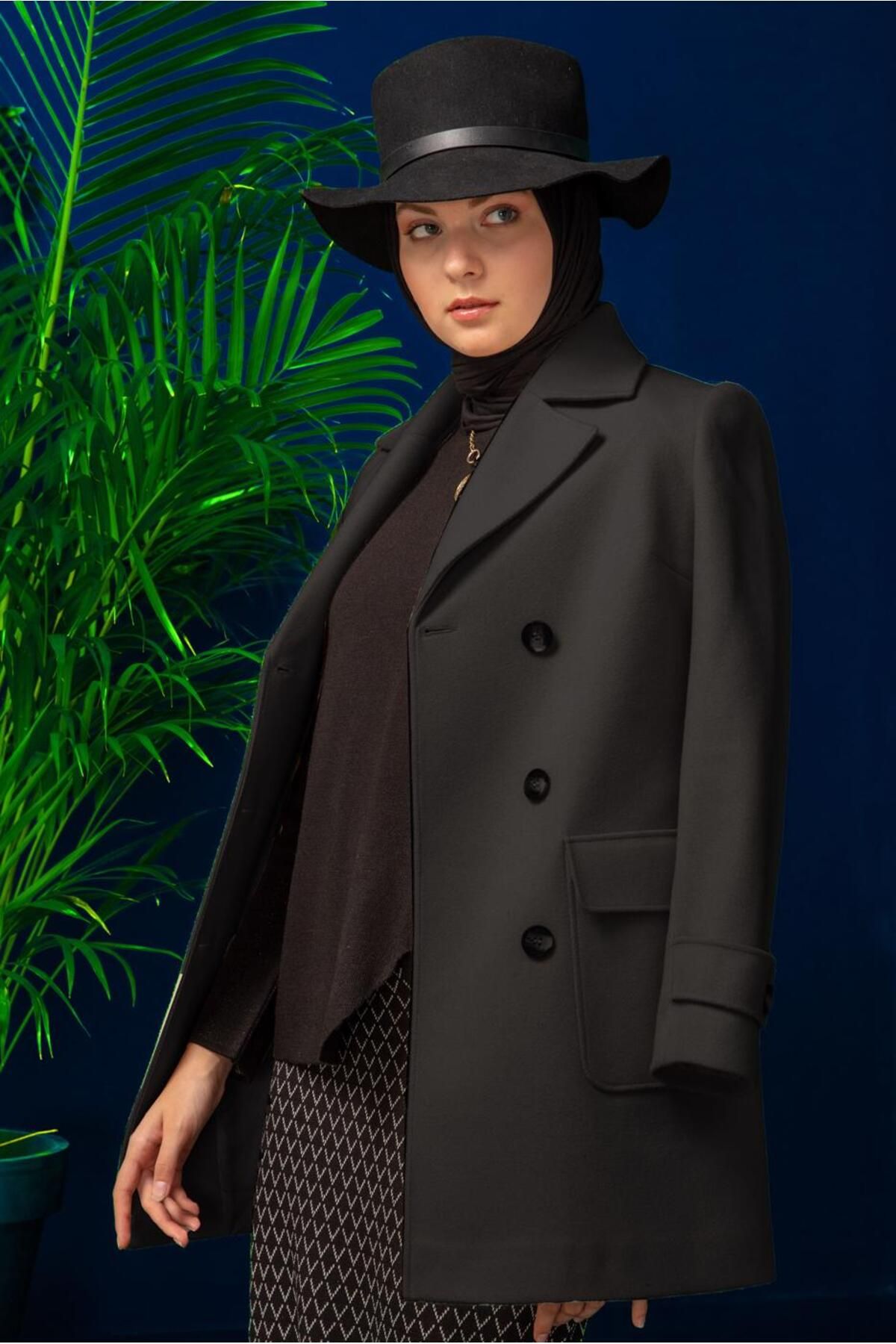مانتو کلاسیک جیبی دکمه دار 90308 Alvina