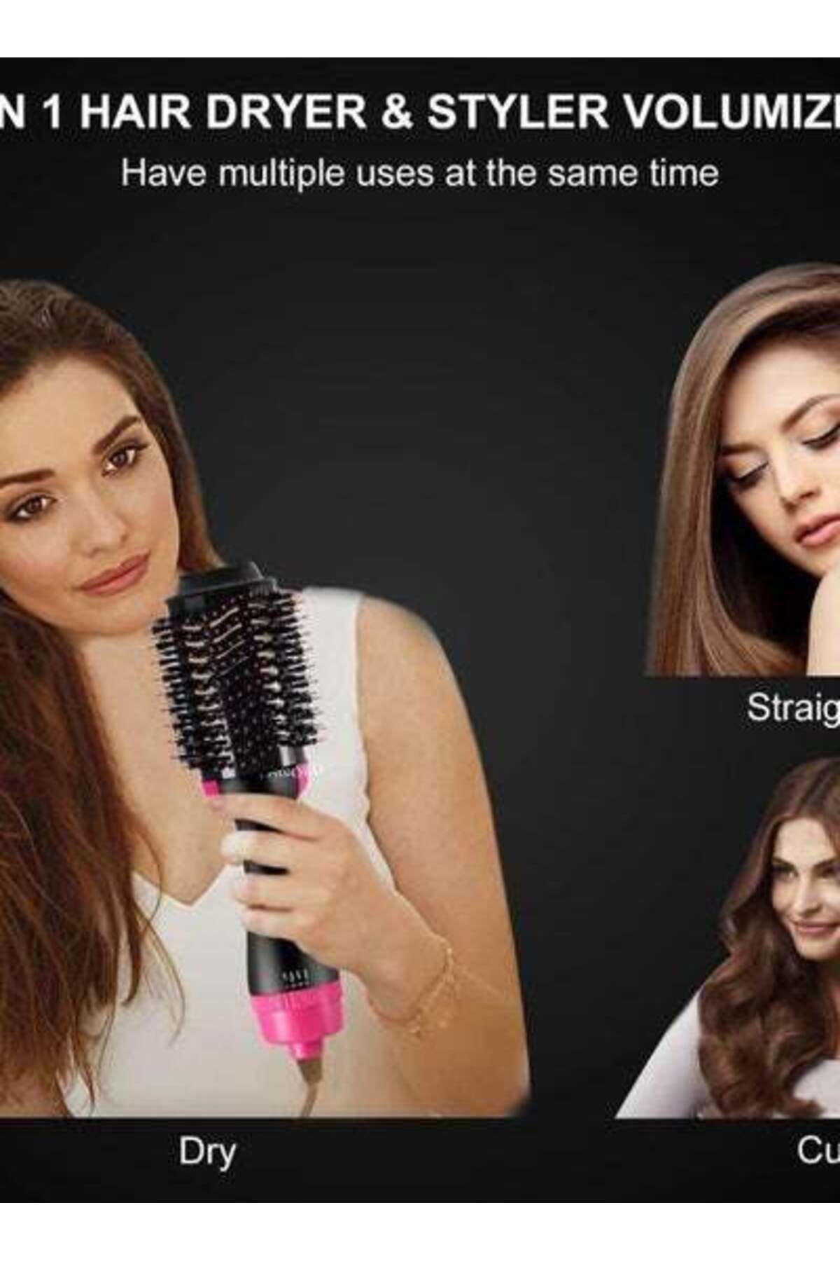 HALAMODO-Hair Dryer Styler Pink/Black 2