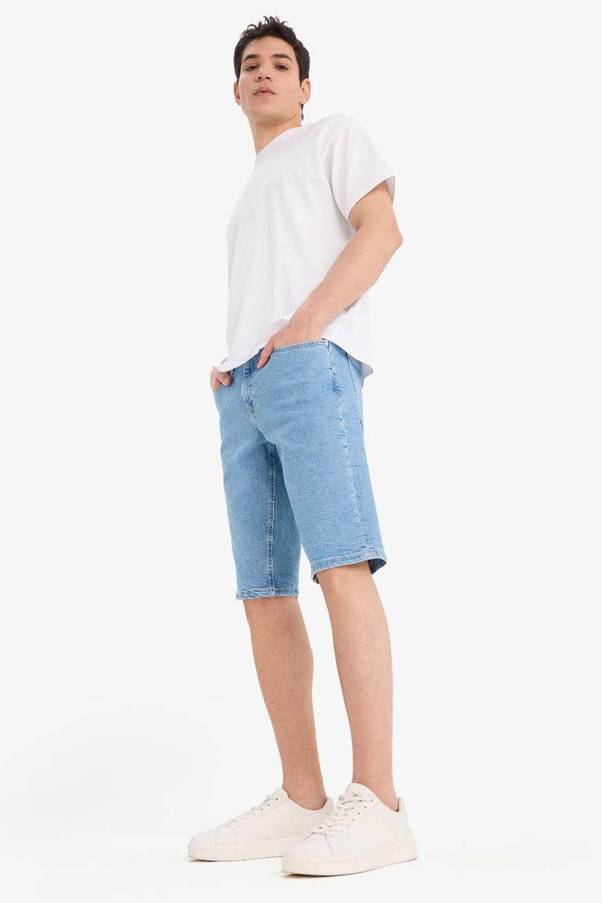 DeFacto-Regular Fit Jean Bermuda Shorts A4805Ax25Sm 5