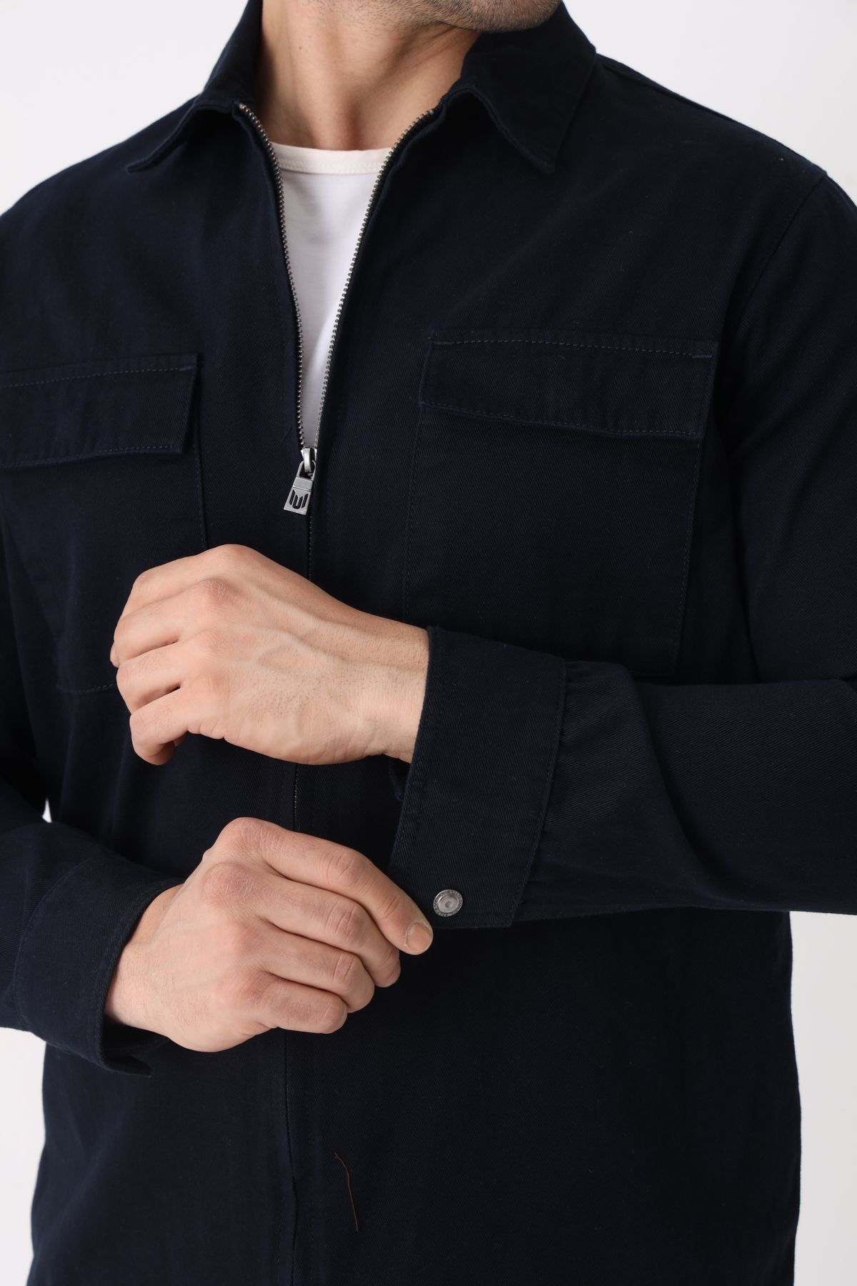 Cordial-Men's Zippered Seasonal 100% Cotton Regular Fit Pocket Jacket 7