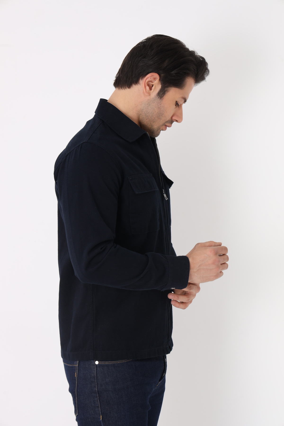 Cordial-Men's Zippered Seasonal 100% Cotton Regular Fit Pocket Jacket 6