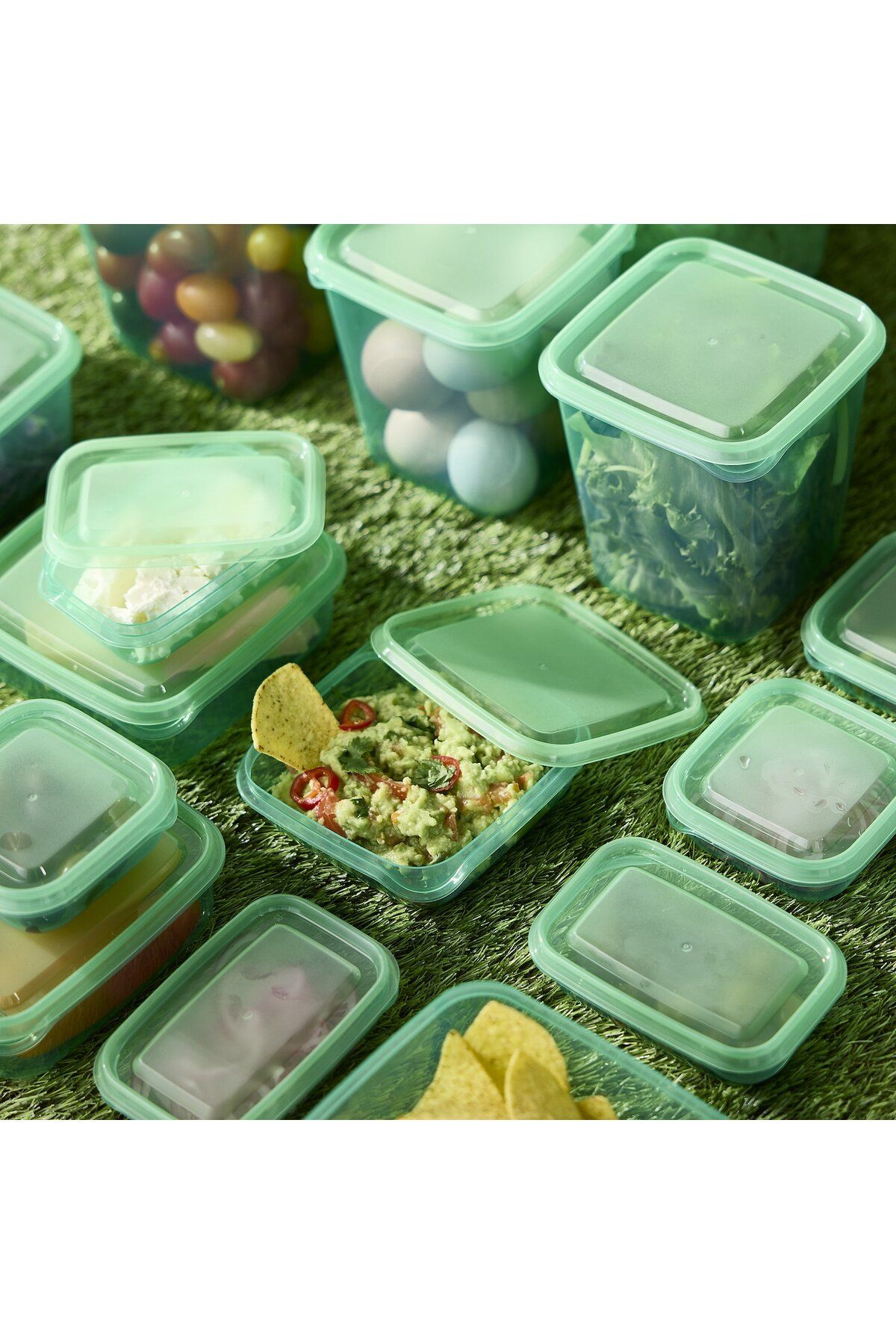 IKEA-PRUTA Food Container Set of 17 with Lids Green, 150ml to 1.8L Sizes 3