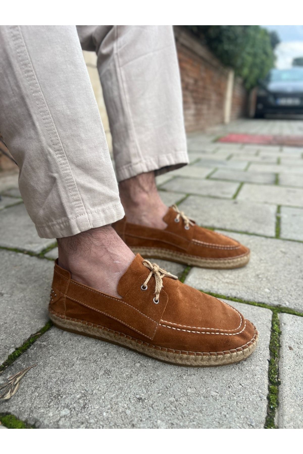 by selvi Lukka Shoes Fleur Hakiki Deri Taba Bağcıklı Espadril