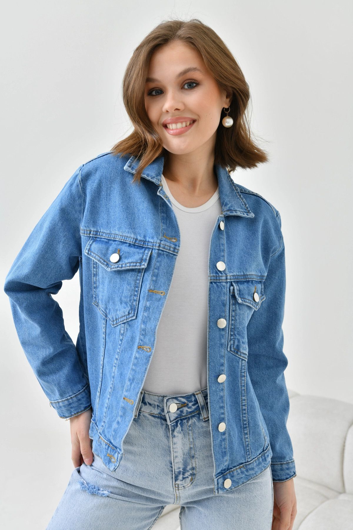 Park Karon-Jachetă de blugi de damă Enzyme Basic albastru închis 3