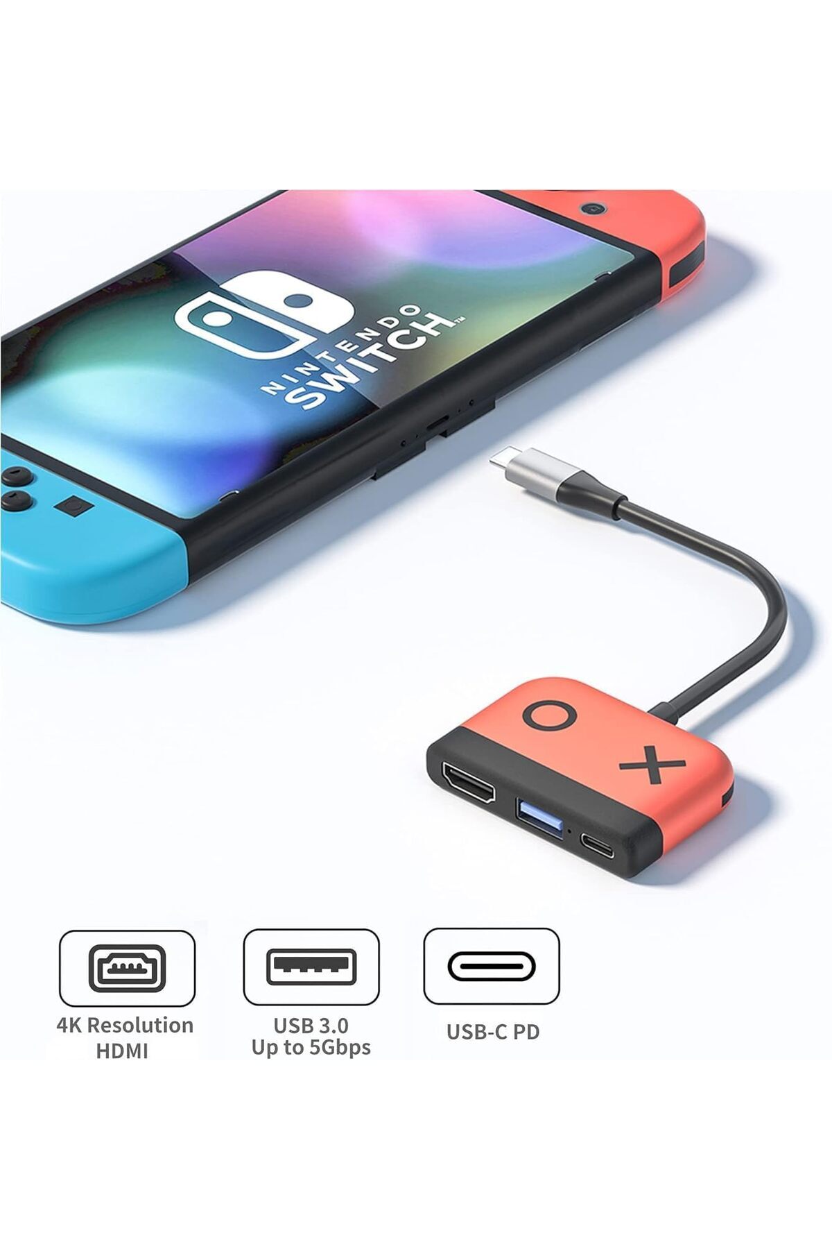 COOYA-قاعدة توصيل Switch Dock لجهاز Nintendo Switch، قاعدة توصيل محمولة مع منفذ HDMI TV USB 3.0 وشحن USB C 3