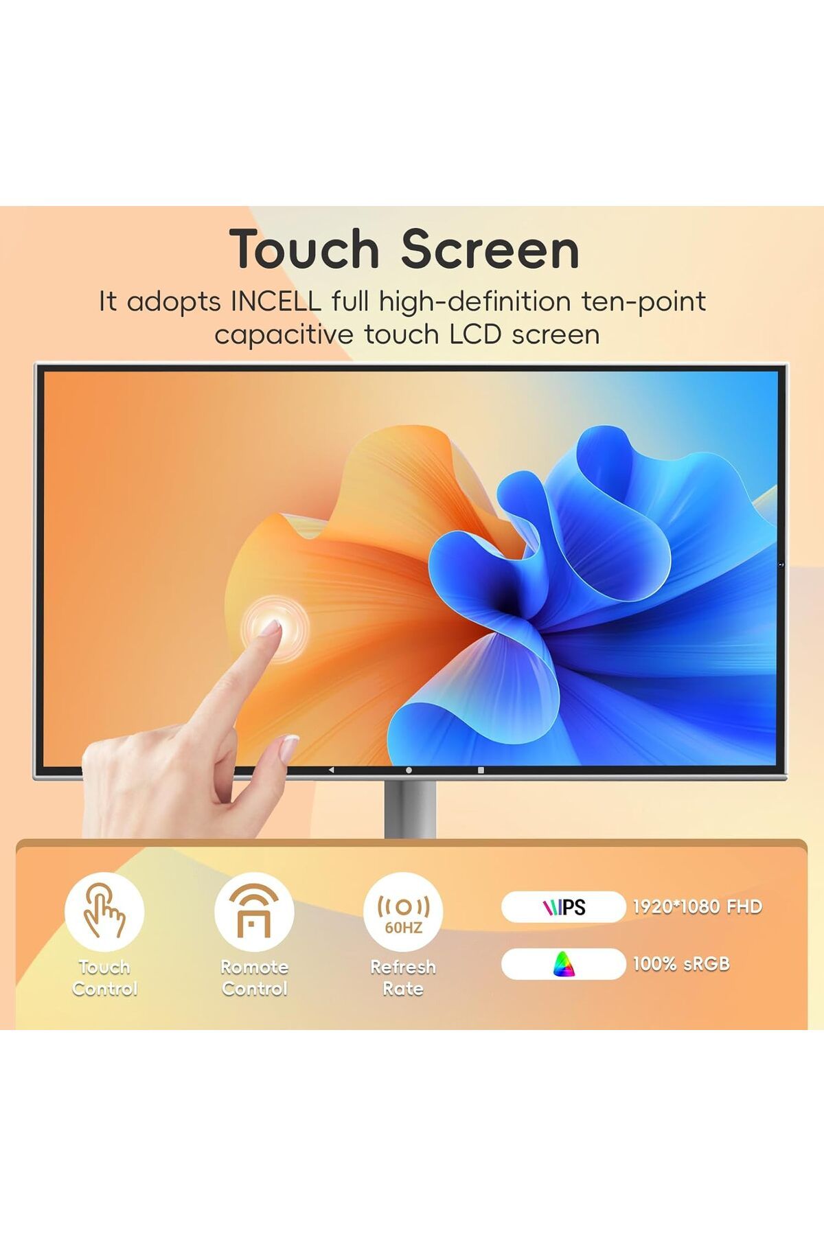 FlashHawk-21.5 Inch Portable TV Floor Smart Screen - LCD Touch Display Screen with Adjustable Stand 4