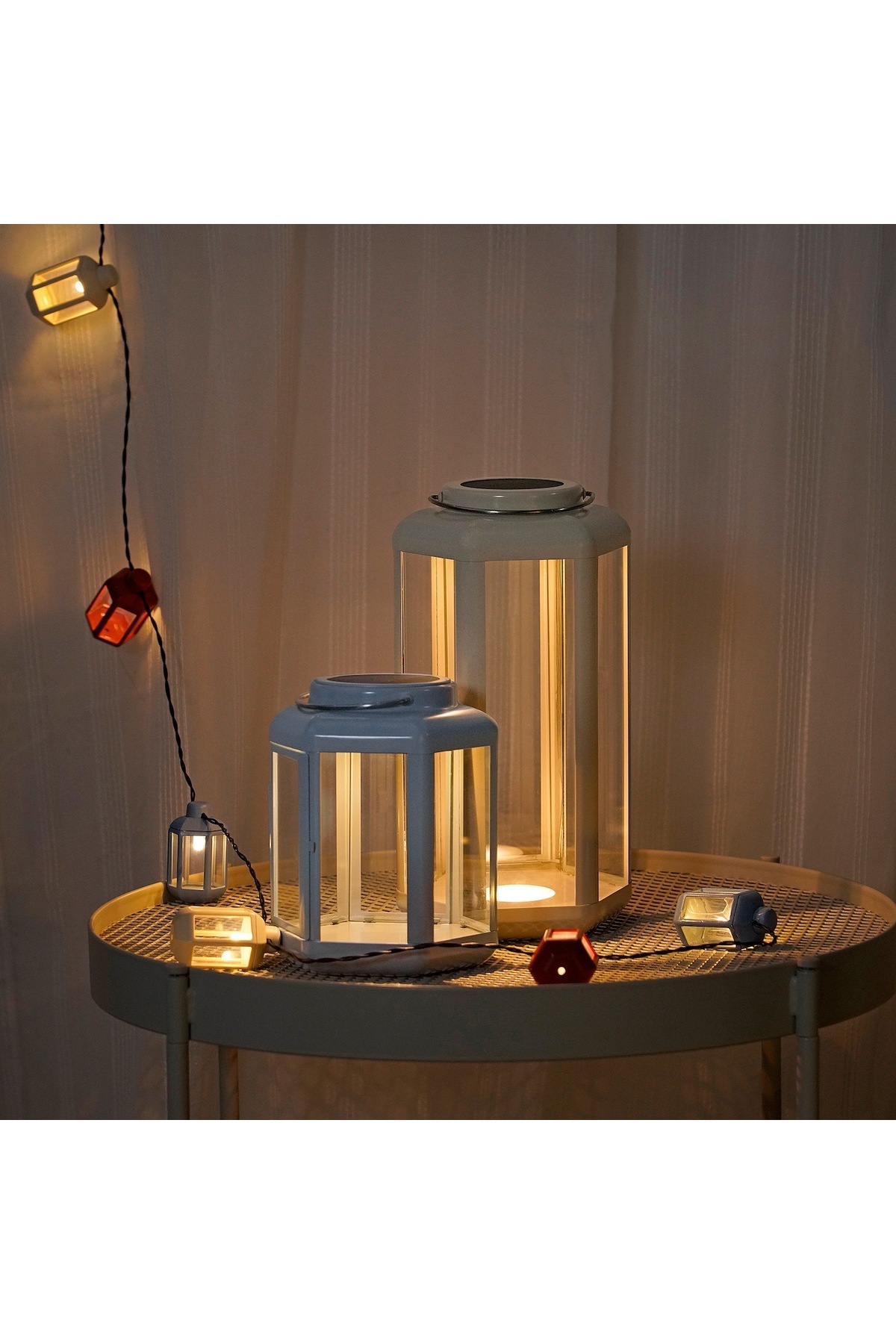 IKEA-SOLVINDEN LED solar-powered table lamp, lantern/light blue, 17 cm 4