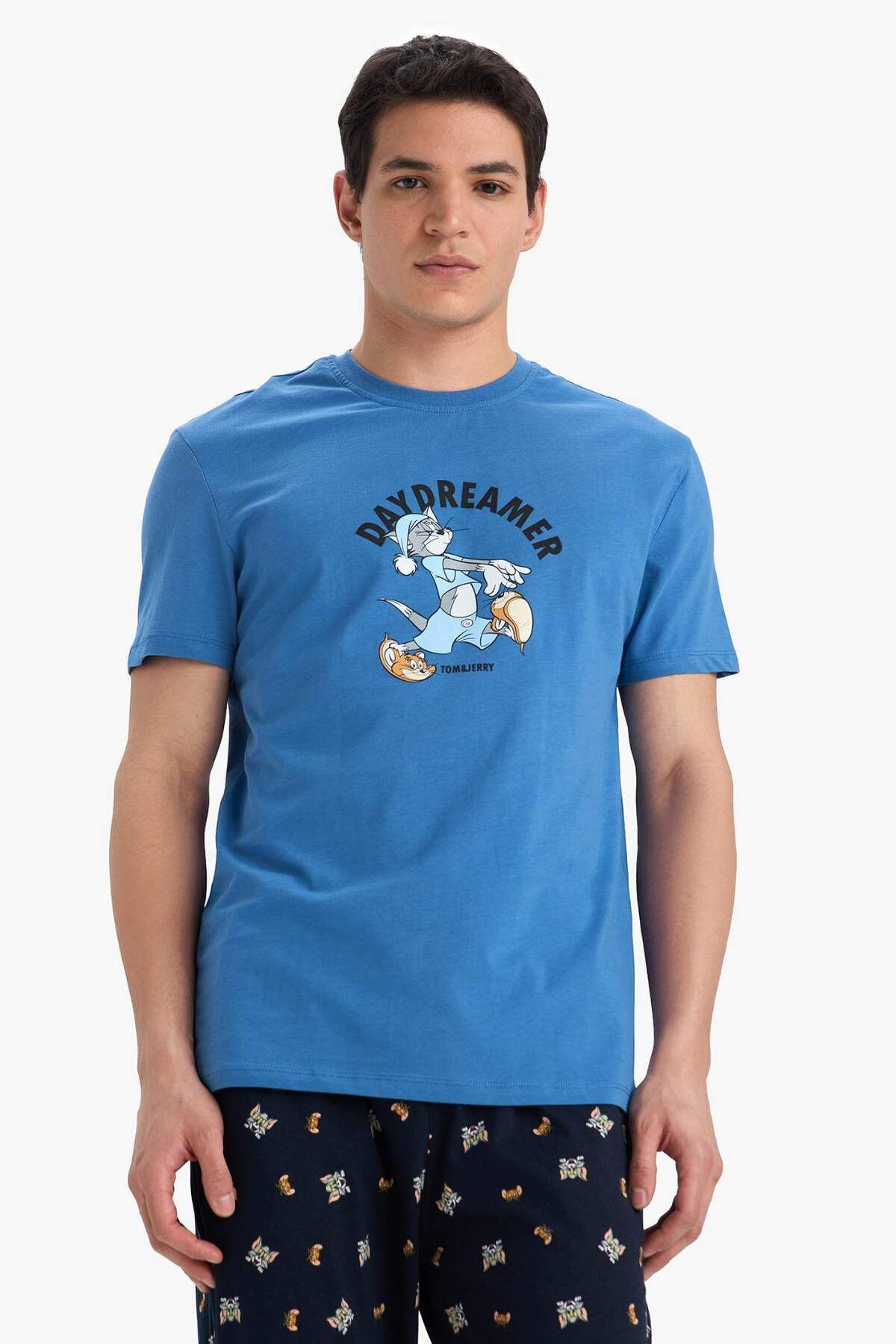 DeFacto-Tom & Jerry Pajama Set - Long Bottom and Short Sleeve 3