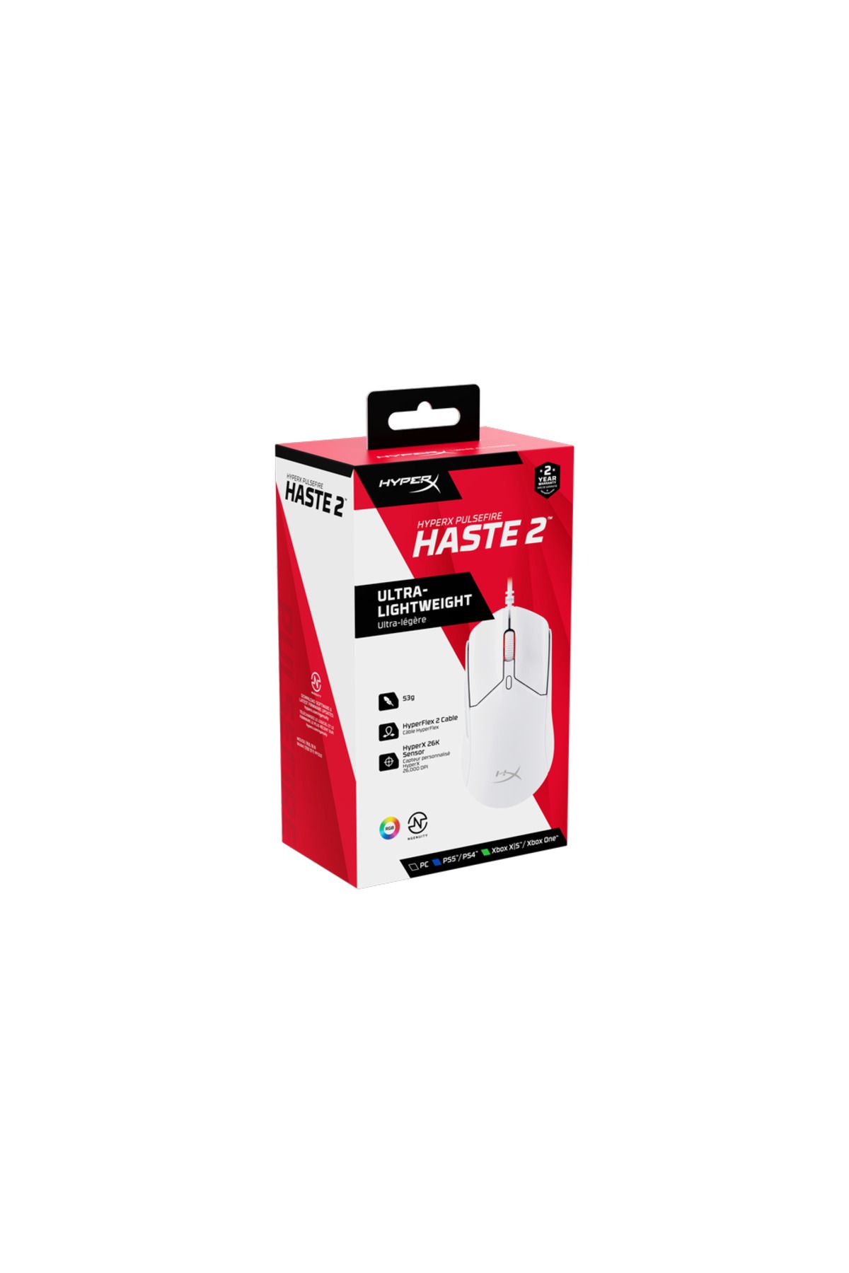 HyperX-Mouse gaming cu fir HyperX Pulsefire Haste 2, 26.000 DPI (Alb) 12
