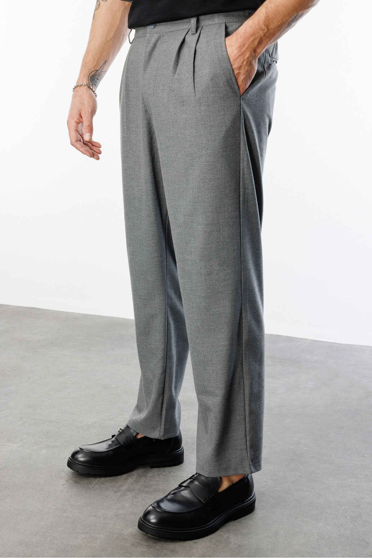GENIUS STORE-بنطال قماش فضفاض للرجال MEN'S-CLOTHES-PANTS 4
