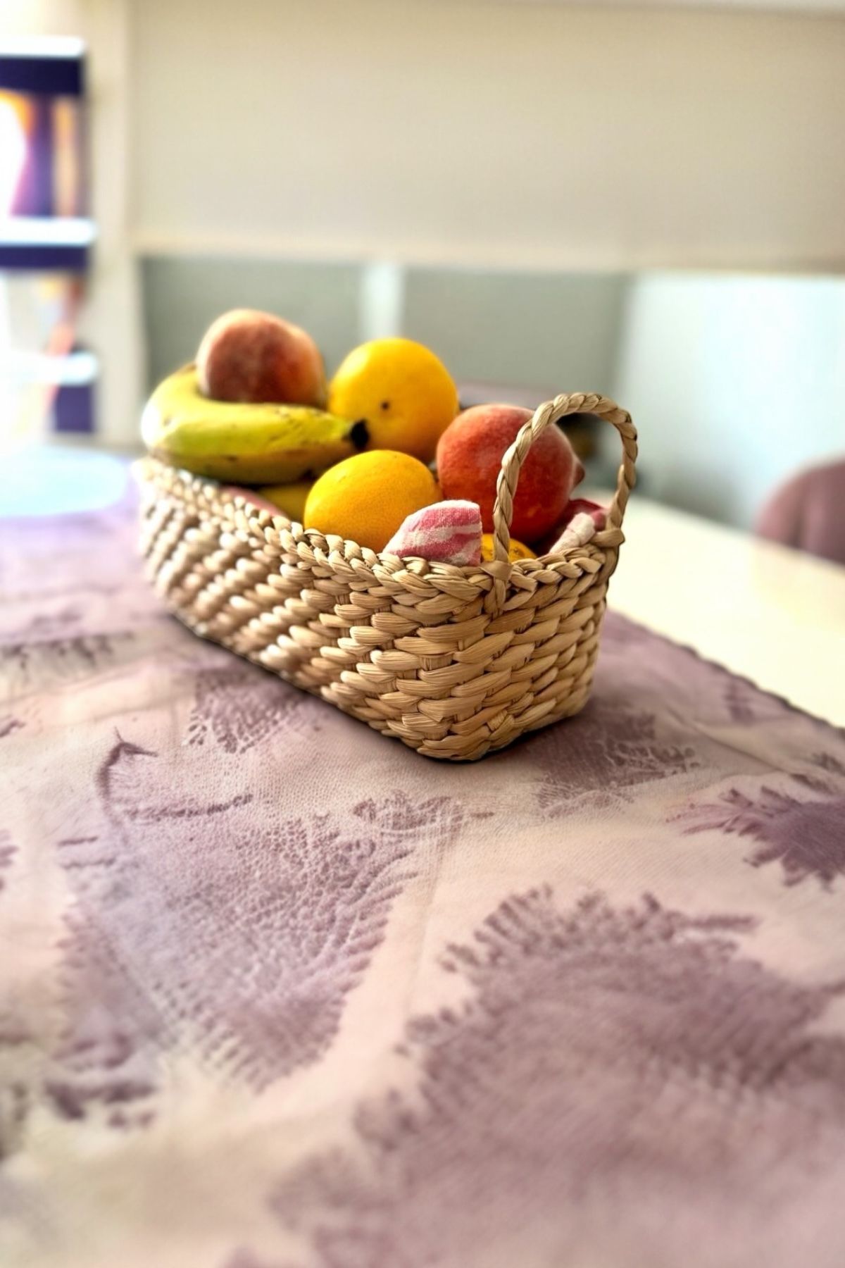 AFRALYAHOME Hasır Meyvelik Sebzelik Kulplu Meyve Sepeti 25 cm