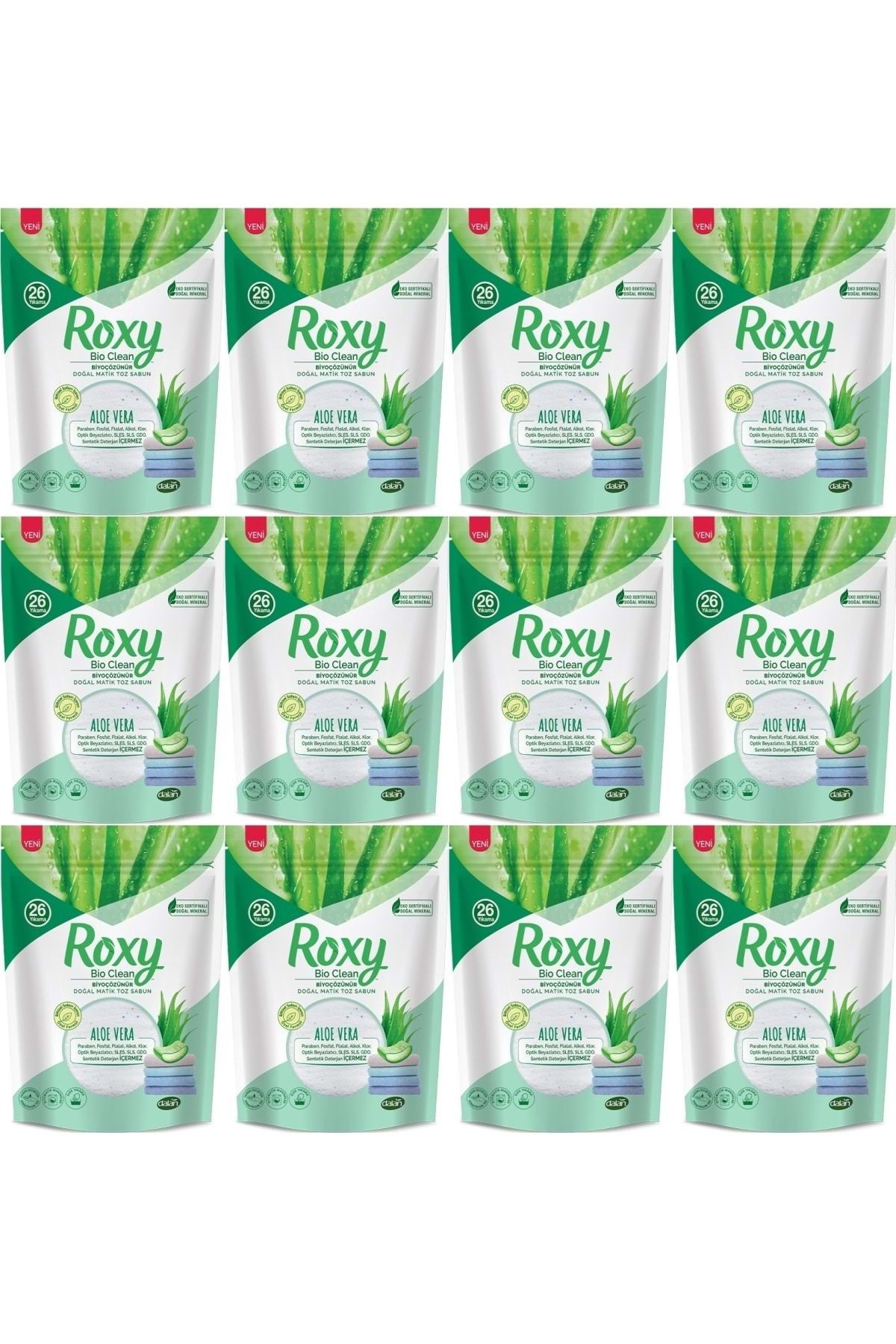 Roxy Bio Clean Matik Sabun Tozu 800gr Aloe Vera (12 Lİ SET) (312 YIKAMA)