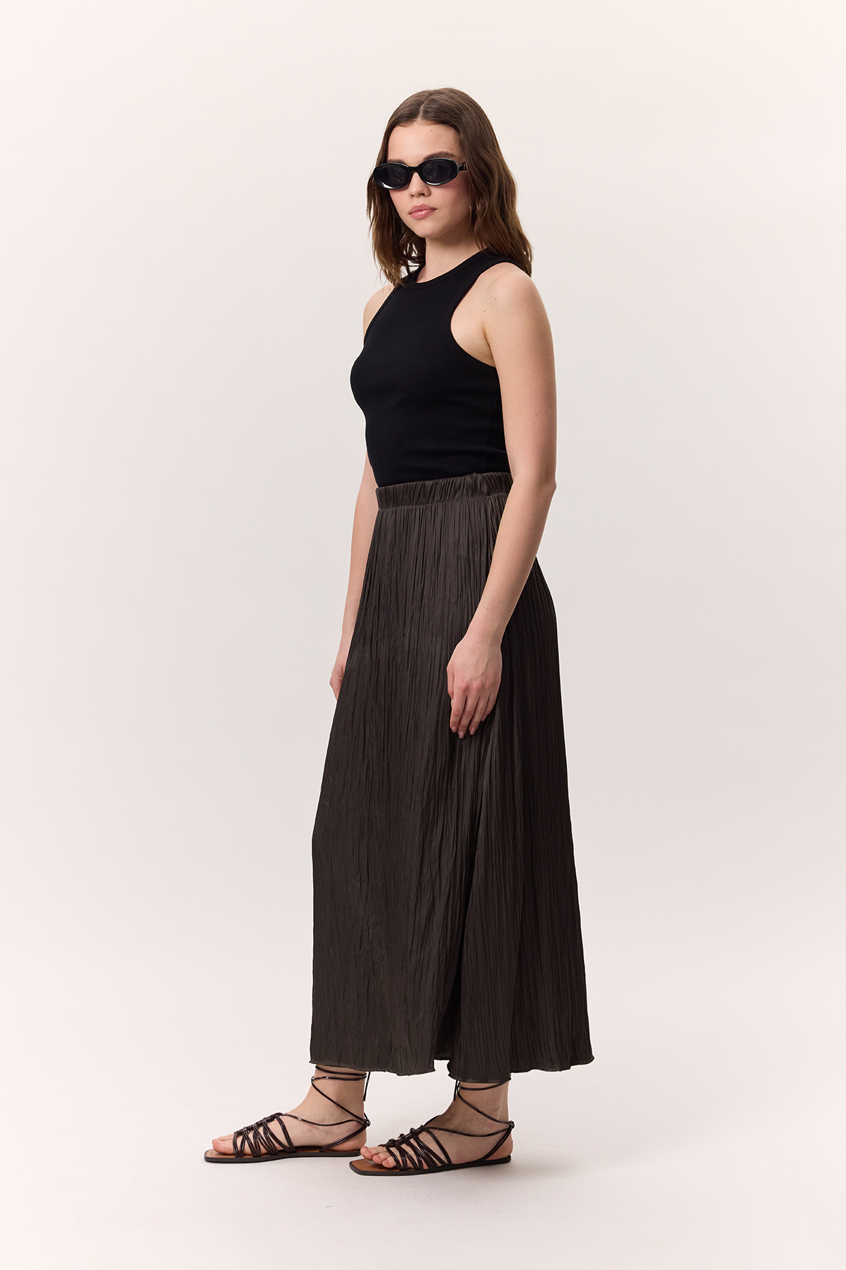 Manuka-Crush Satin Skirt Brown 6