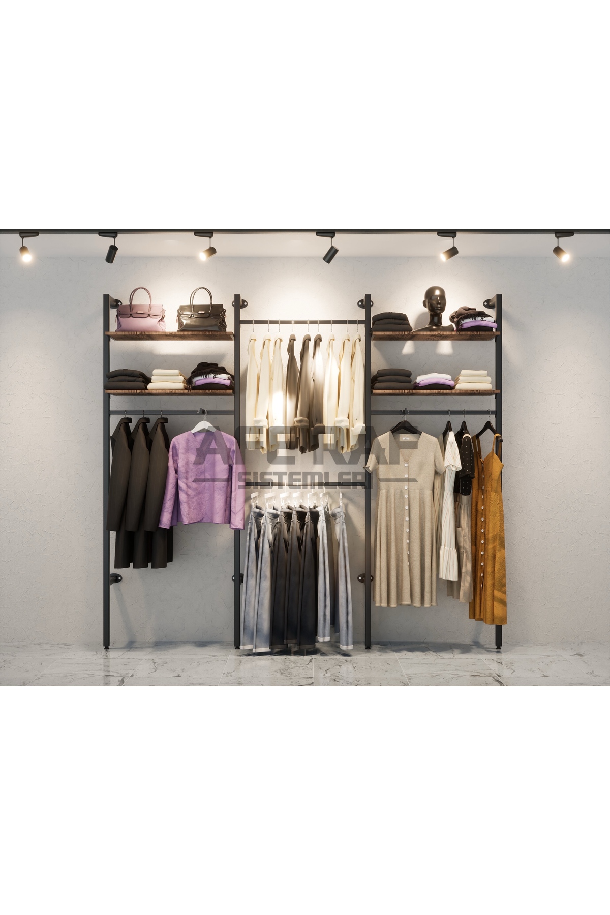 Store Shelf System, Hanger System, Boutique Shelf, Store Stand, Dressing Room-195*250