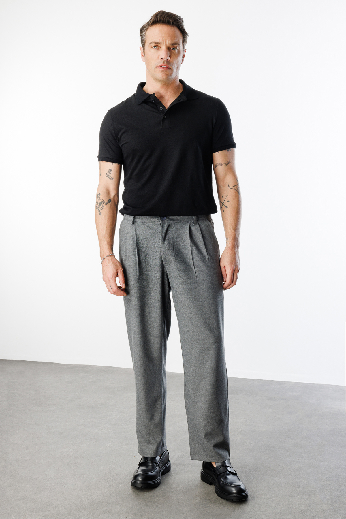 GENIUS STORE-بنطال قماش فضفاض للرجال MEN'S-CLOTHES-PANTS 2