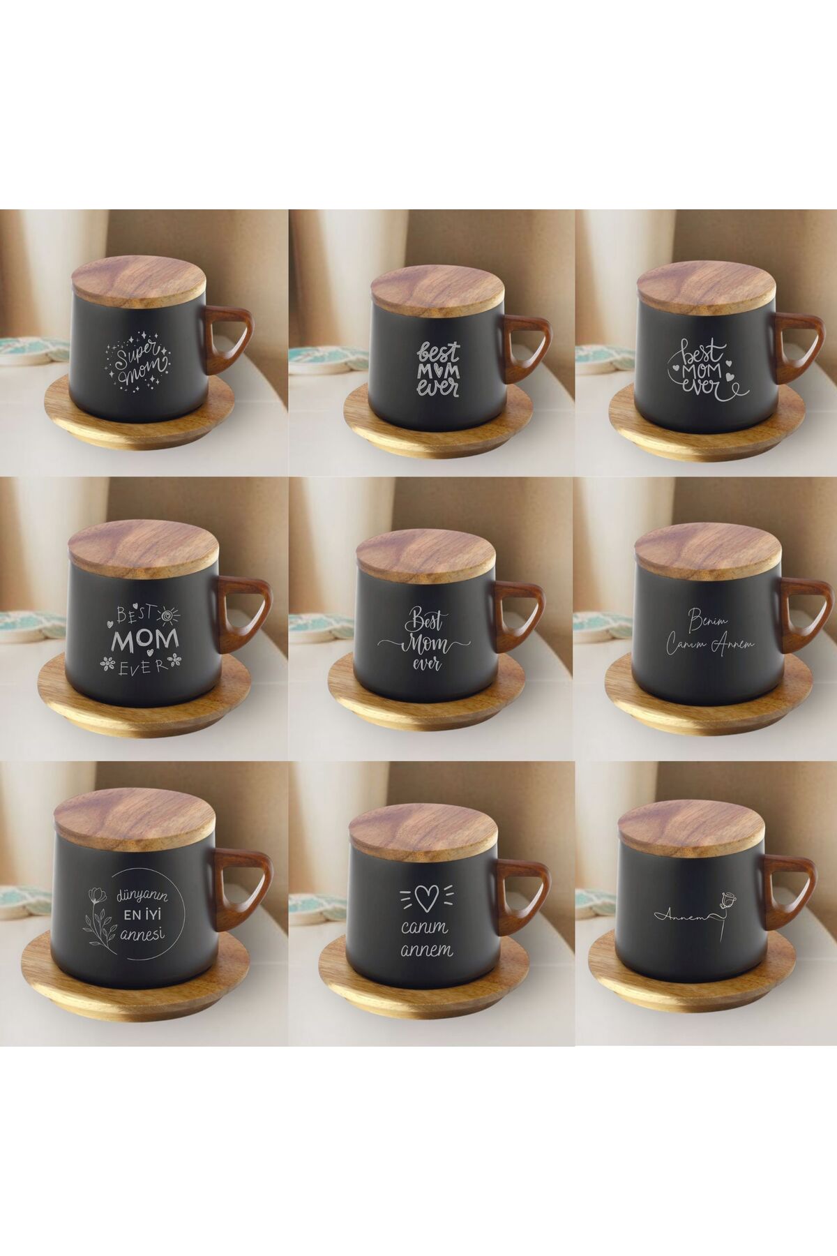 HippoDeco Ahşap Altlıklı Çelik Termos Bardak 250 ml Kapasiteli Annelere Özel Kazıma Desenli Termos-best Mom fotoğrafı 5 (önizleme)
