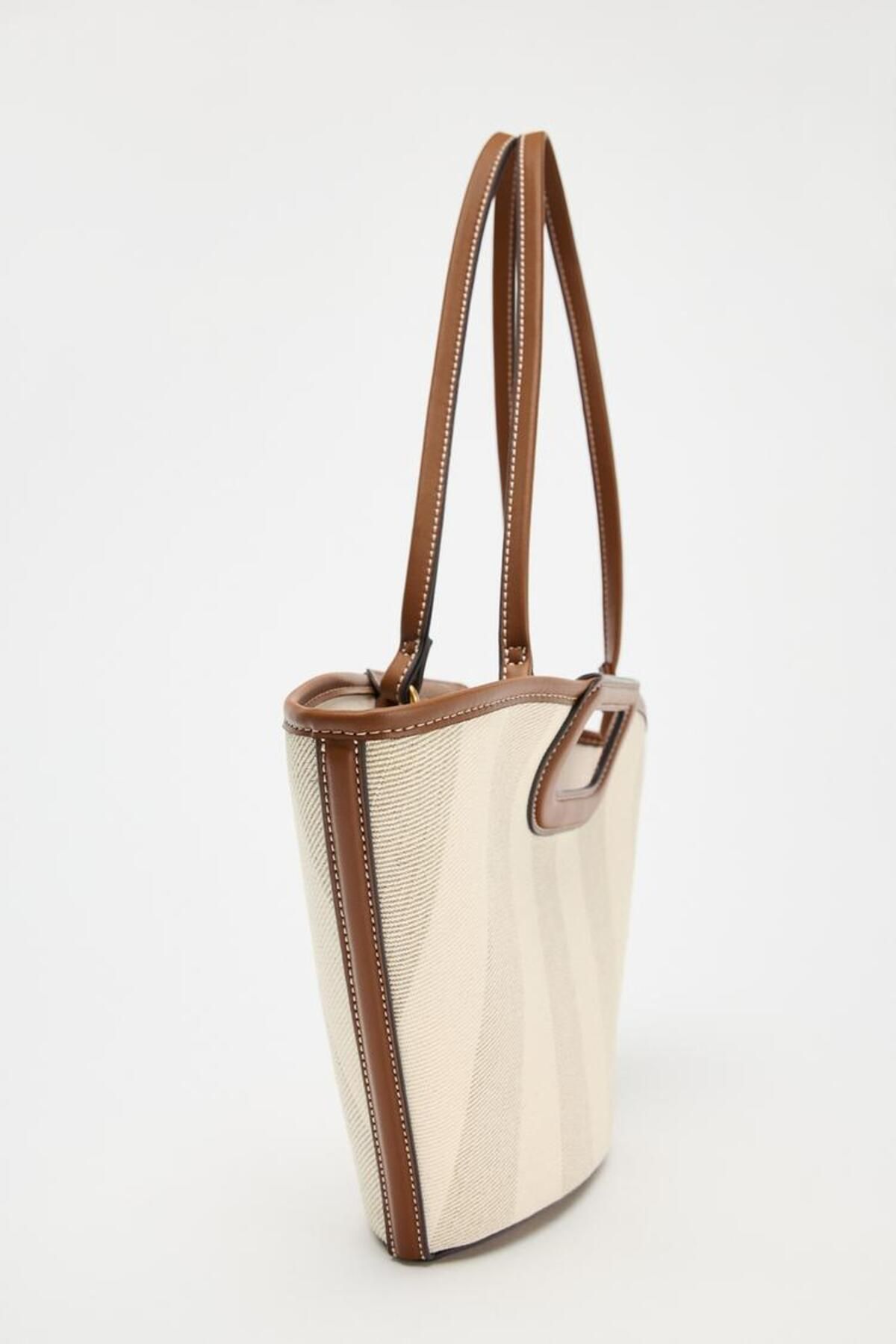 کیف شانه ای زنانه TOTE ECRU اورجینال Zara
