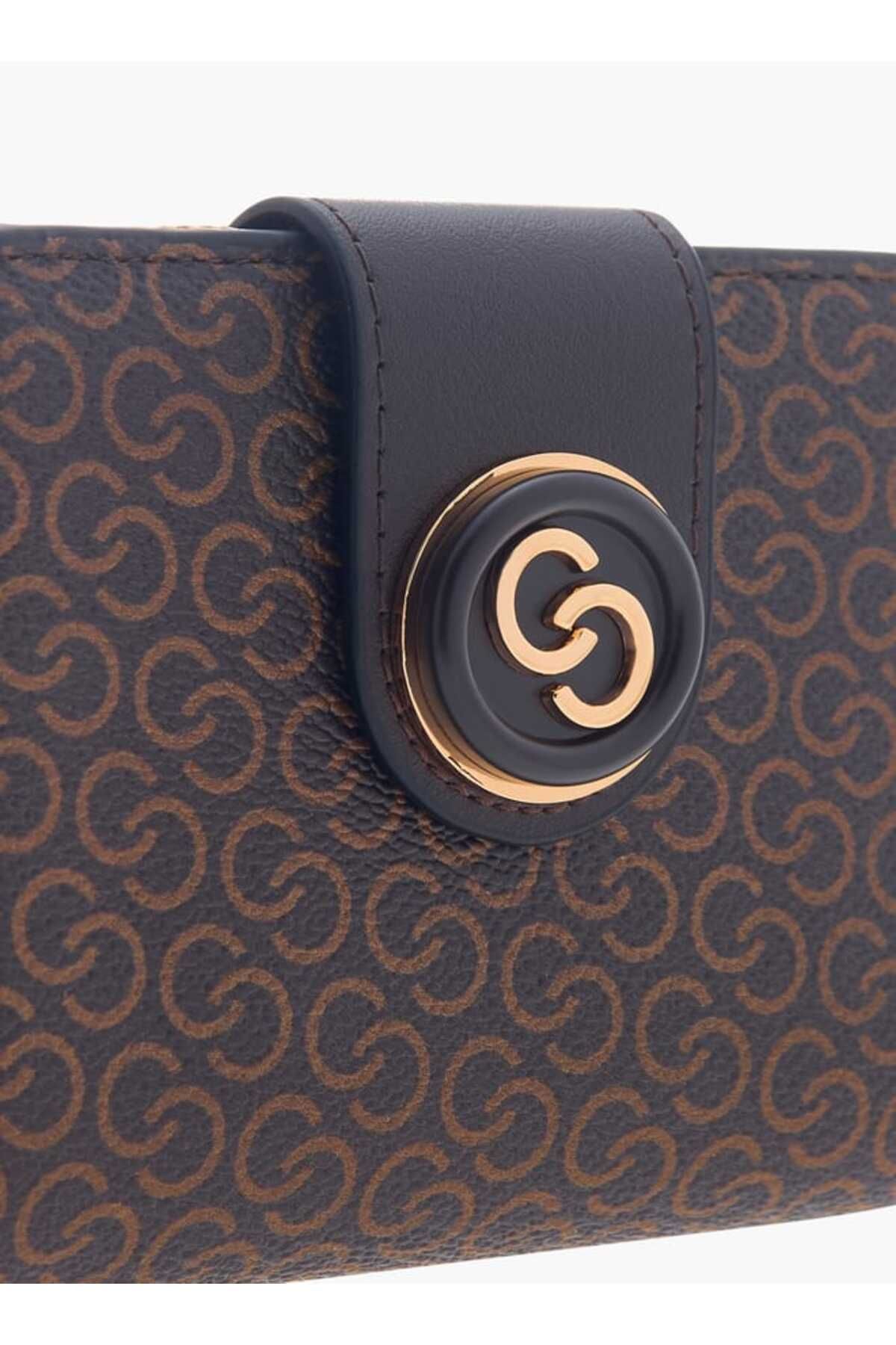 Celeste-Monogram Print Zip Around Wallet with Flap Closure 3