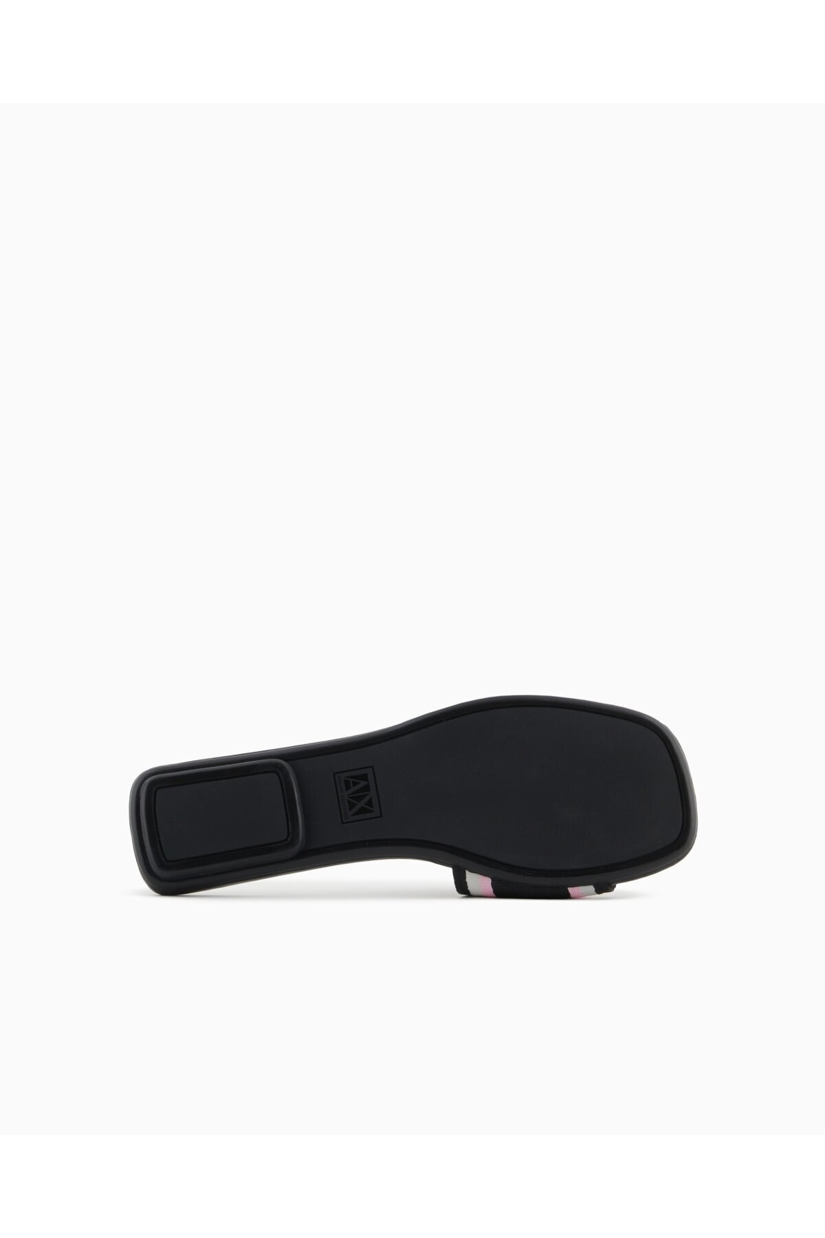 Armani Exchange-Women's Upper Surface Stripe Line Detailed Mini Heel Embossed Black Slippers Xdp056 Xv922-00002 5