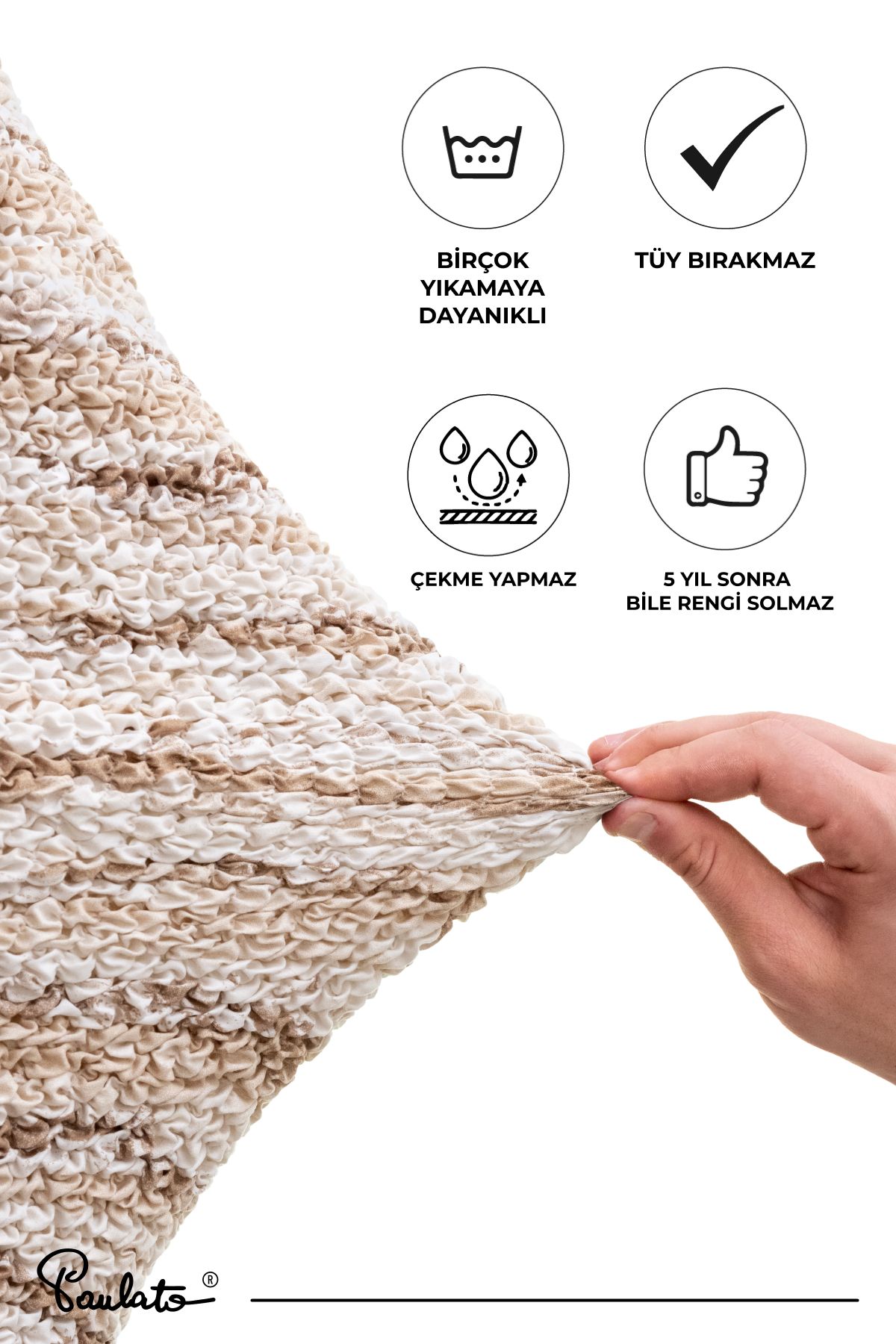 روکش مبل نود براق و قابل شستشو برای 2 صندلی Coary Case Beige Light Paulato