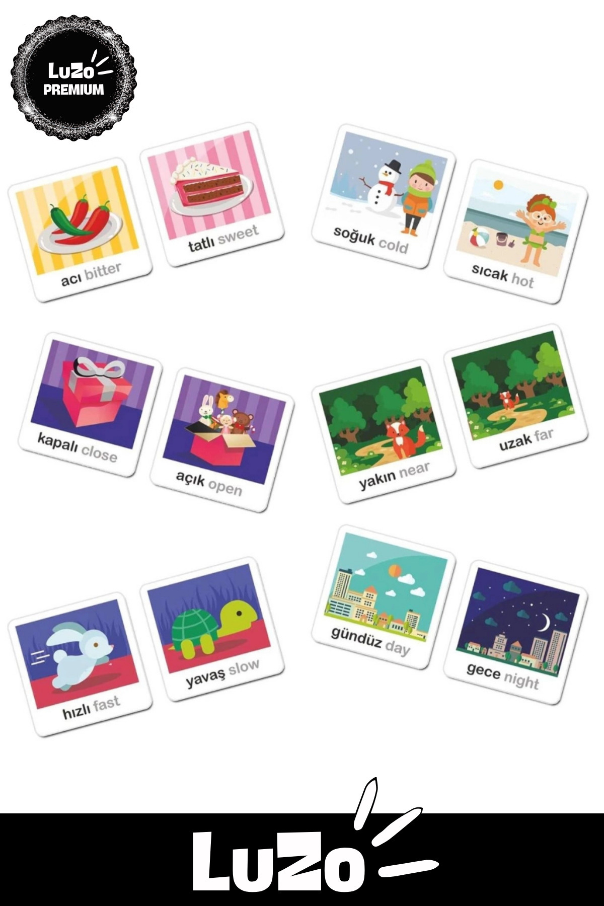 LuZo-Premium Educational Tutorial Developing Intelligence Hand Eye Coordination Mother Child 48 Pieces Opposite Concepts Game 2