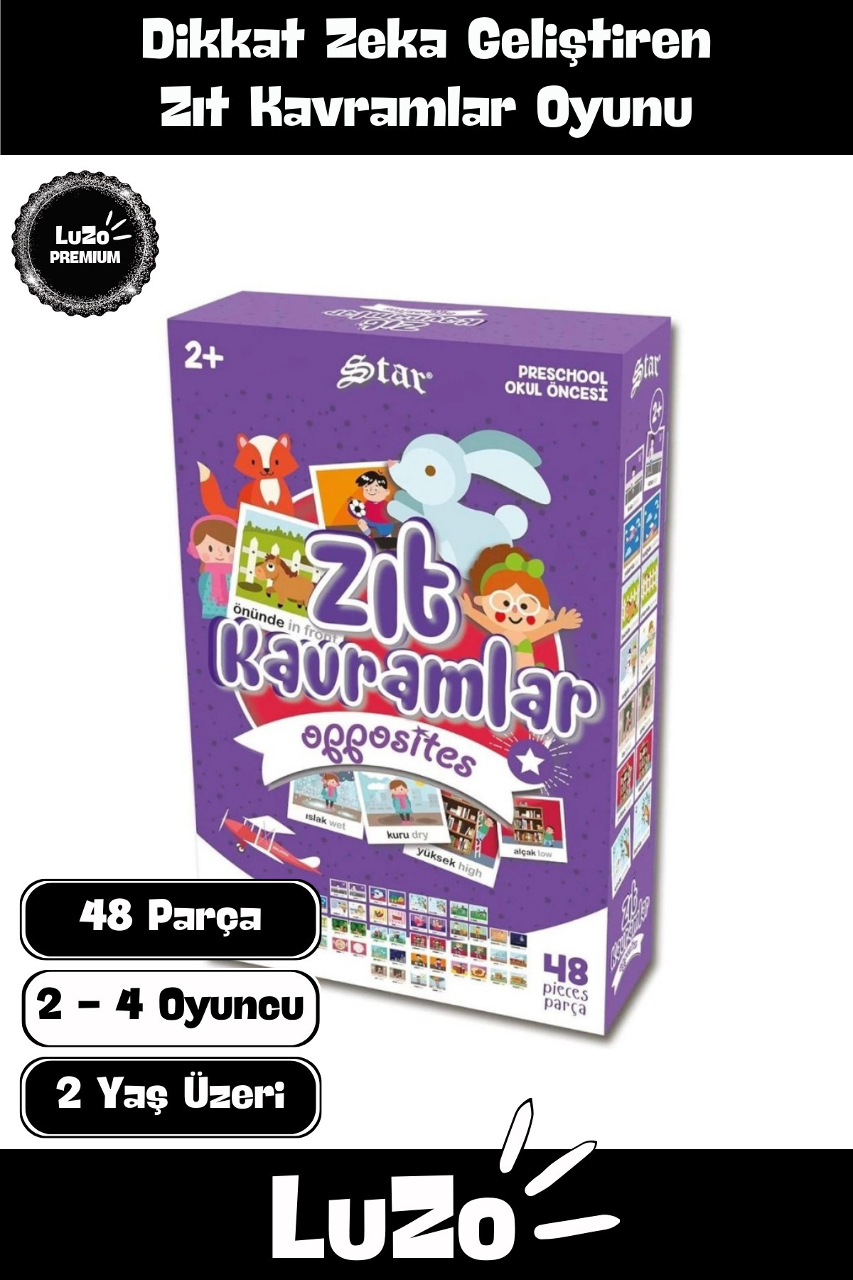 LuZo-Premium Educational Tutorial Developing Intelligence Hand Eye Coordination Mother Child 48 Pieces Opposite Concepts Game 1