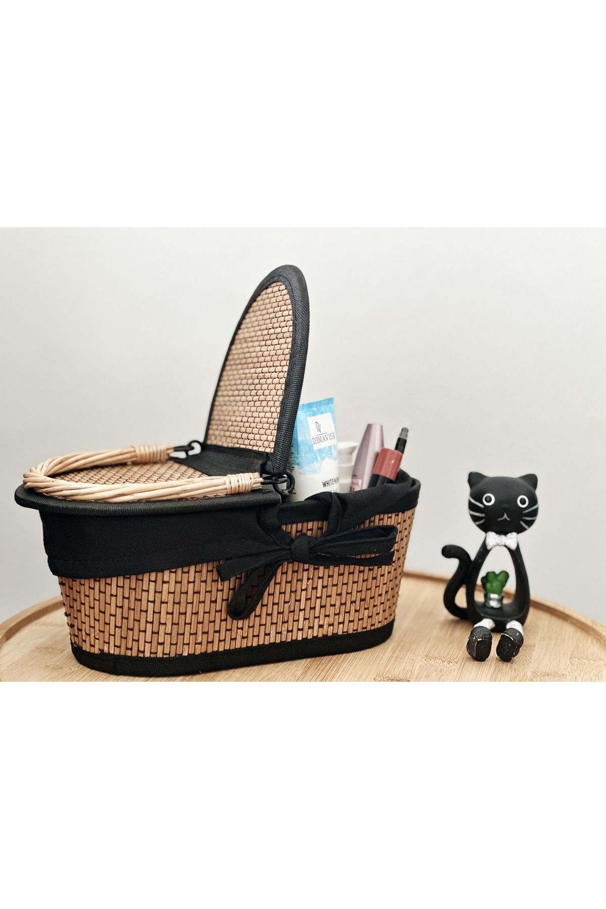 Kayra Stone-Wicker Basket, Set of 2, Organizer, Organizer, Kitchen Basket, Large 33*23cm Small 28-18cm 6