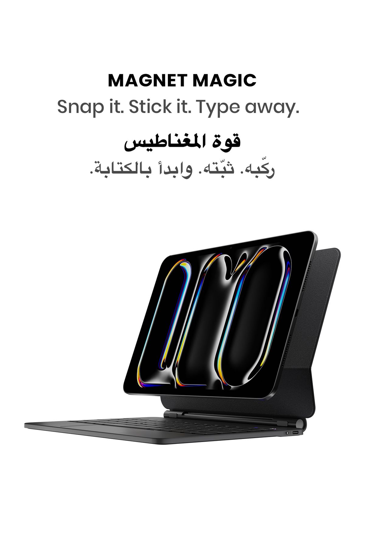 Tinymoose-SpacePad Pro iPad Keyboard 5-Way Touchpad, LED Display, Backlit, English/Arabic iPad Pro 11 (M4) 13