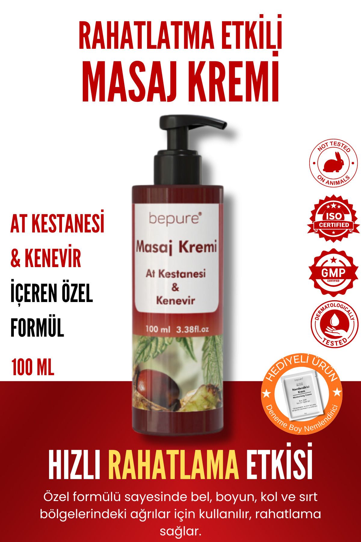 روغن ماساژ خاکستری کرم درد و شاه بلوط اسب کنف میل Bepure
